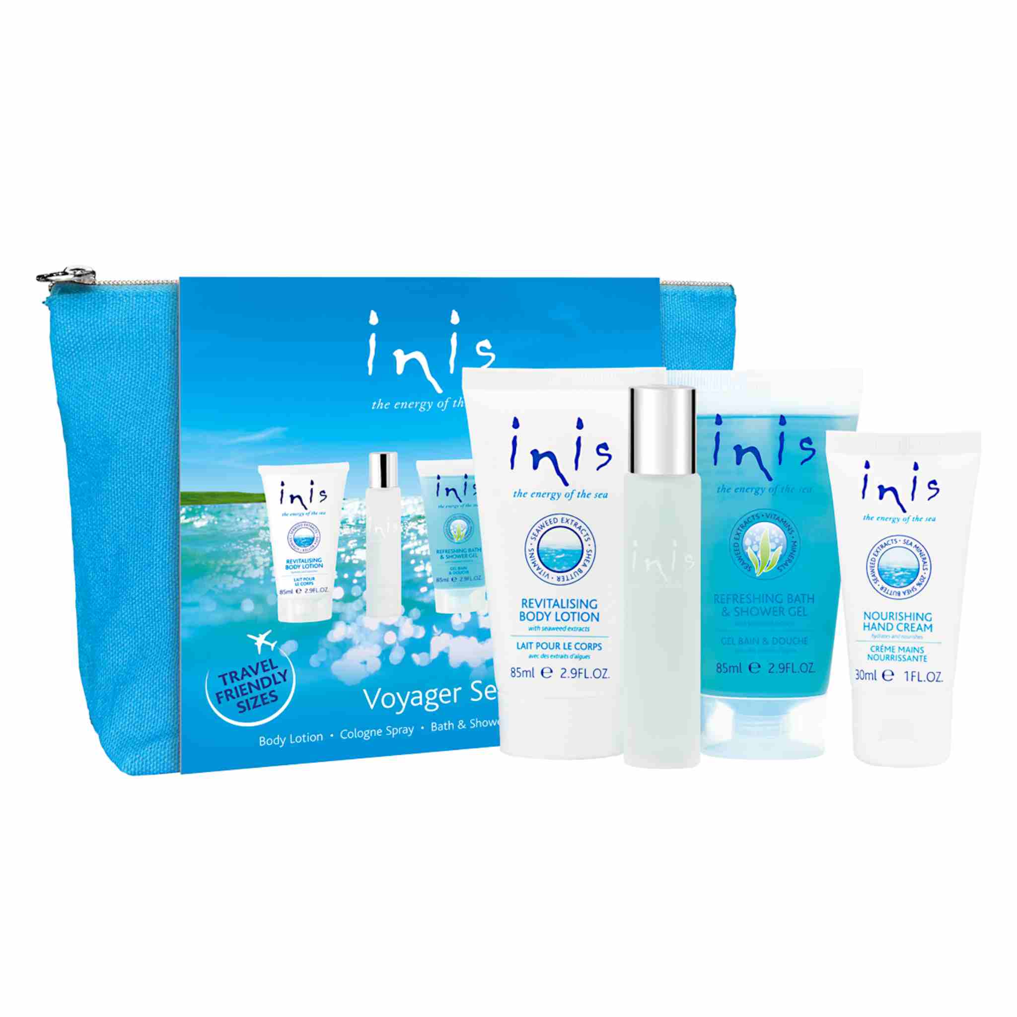 Inis Gift Set in blue cotton zipped bag 