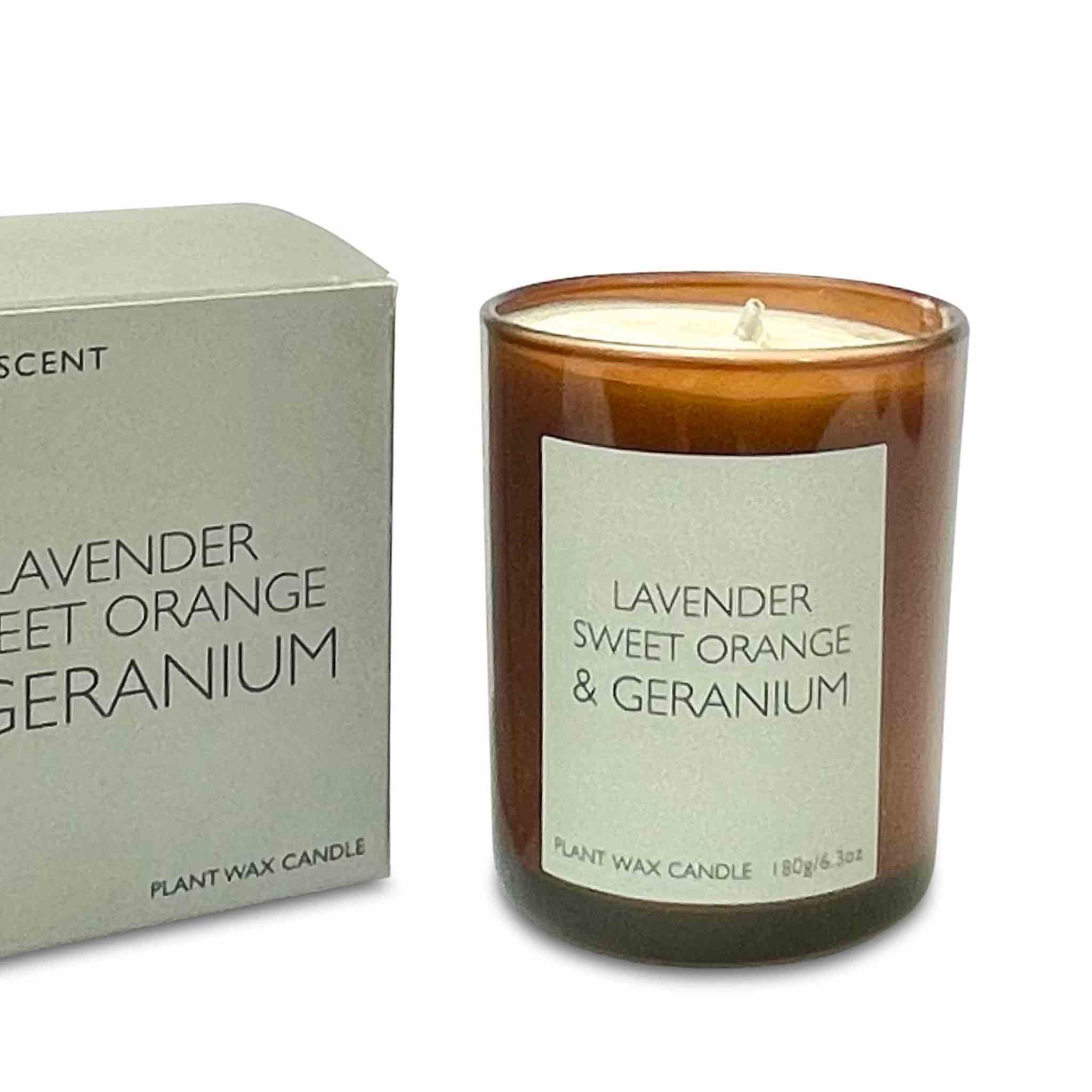 Lavender, Sweet Orange & Geranium Scented Candle