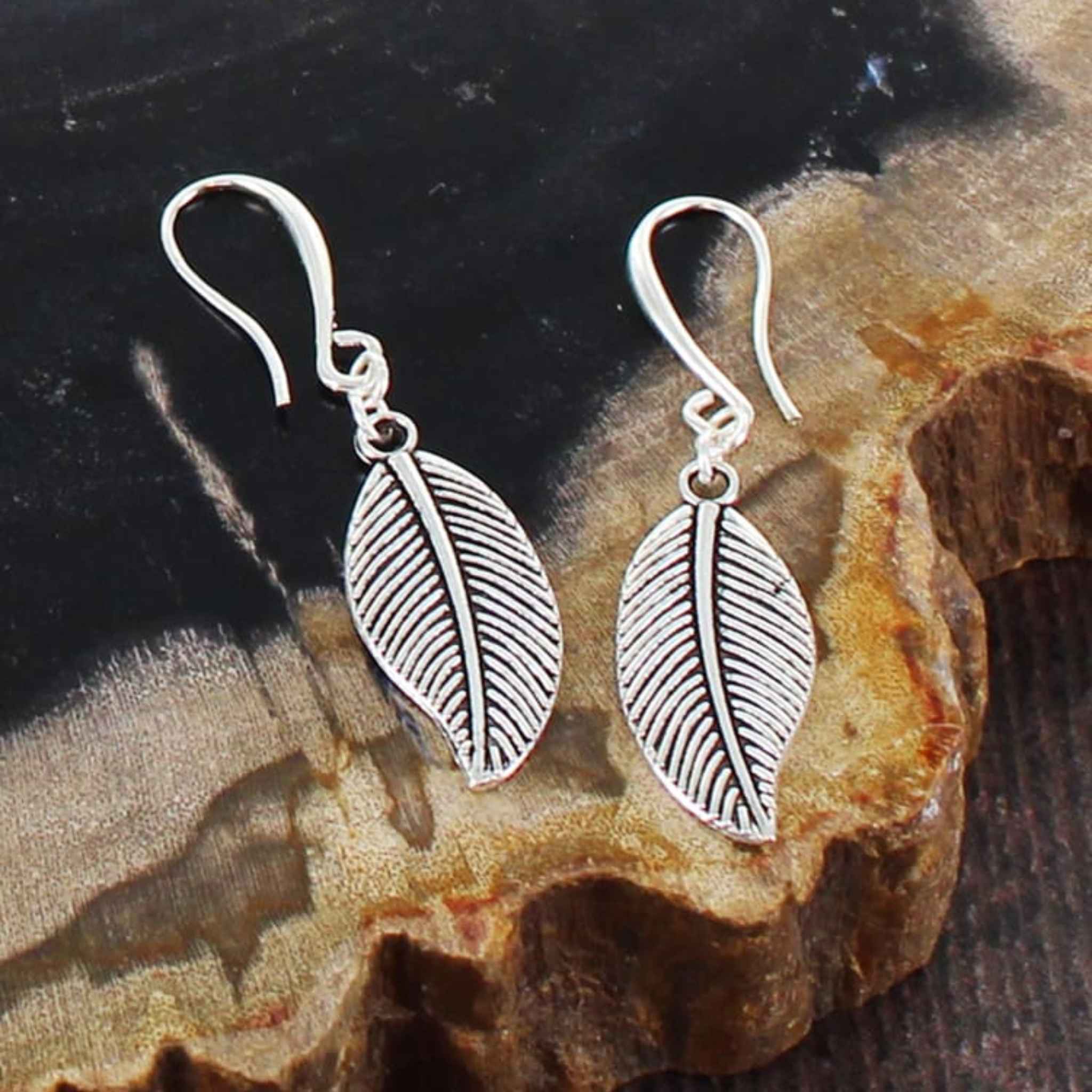 Leaf Charm Earrings | Silver Plate