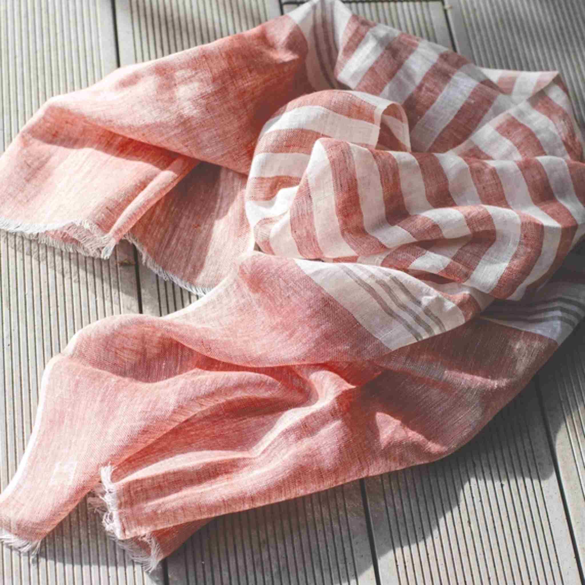 Linen Scarf | Coral Red