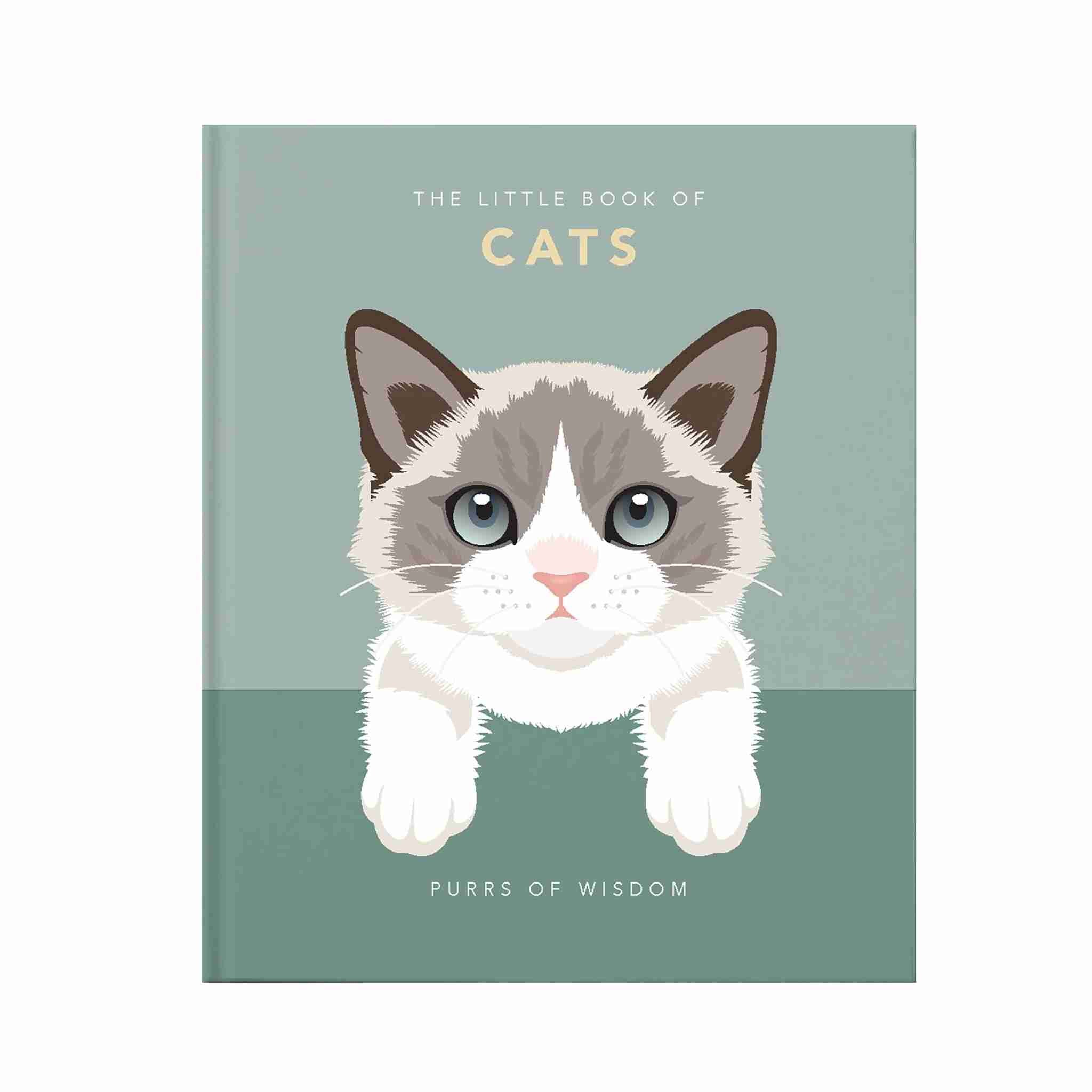 Book cover with a cat illustration and text on a green background