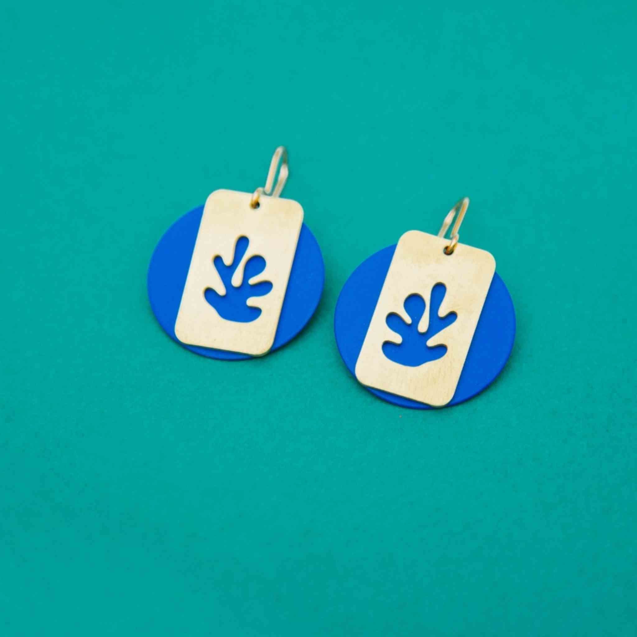Matisse Leaves Statement Earrings | Ink Blue
