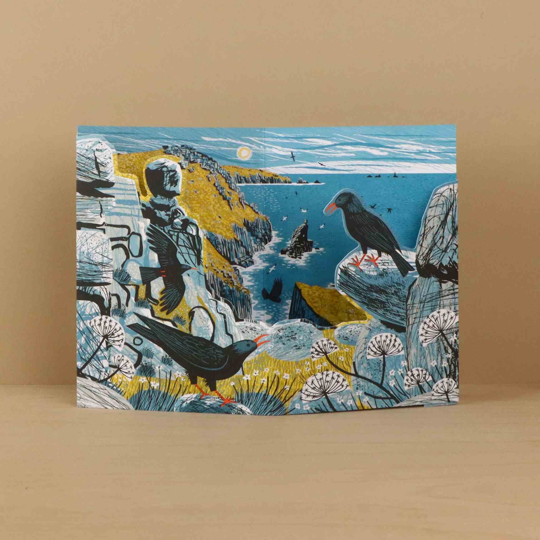 Mayon Cliff Choughs | Die-Cut Card