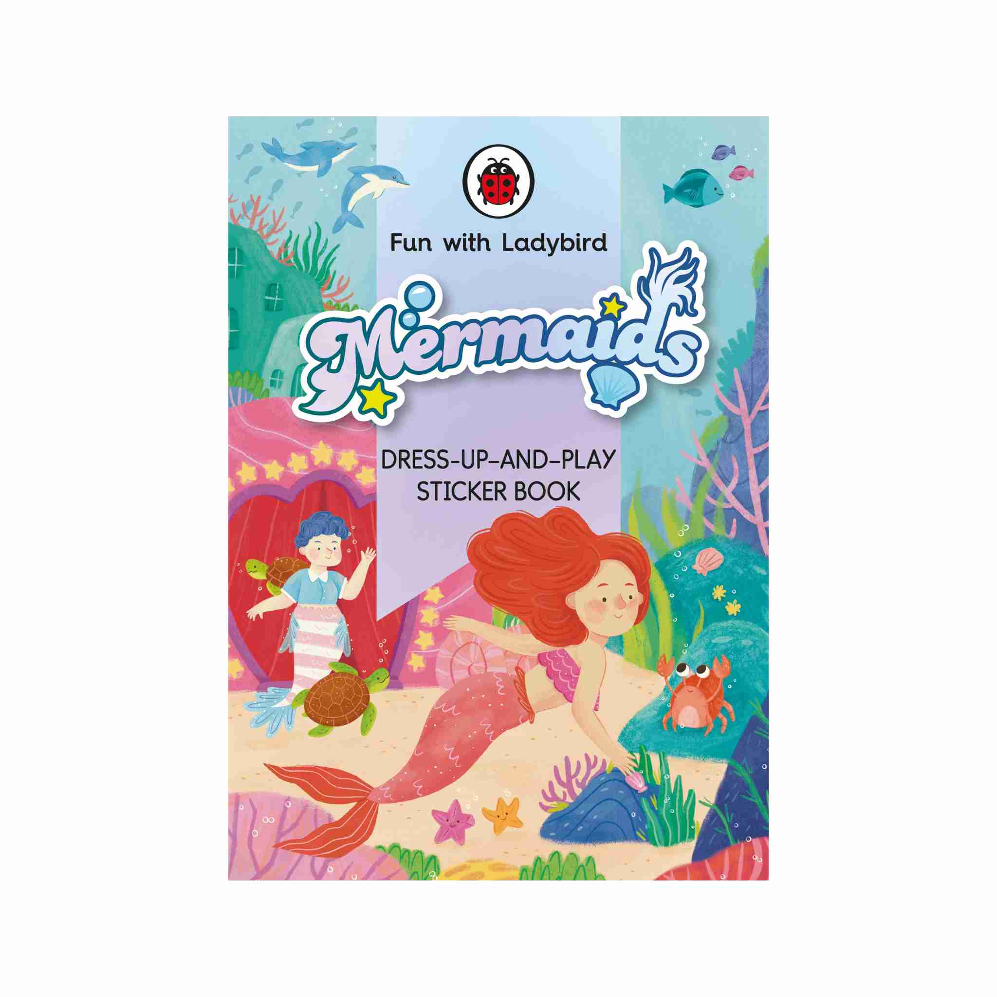Sticker book cover with mermaid illustrations and Ladybird logo