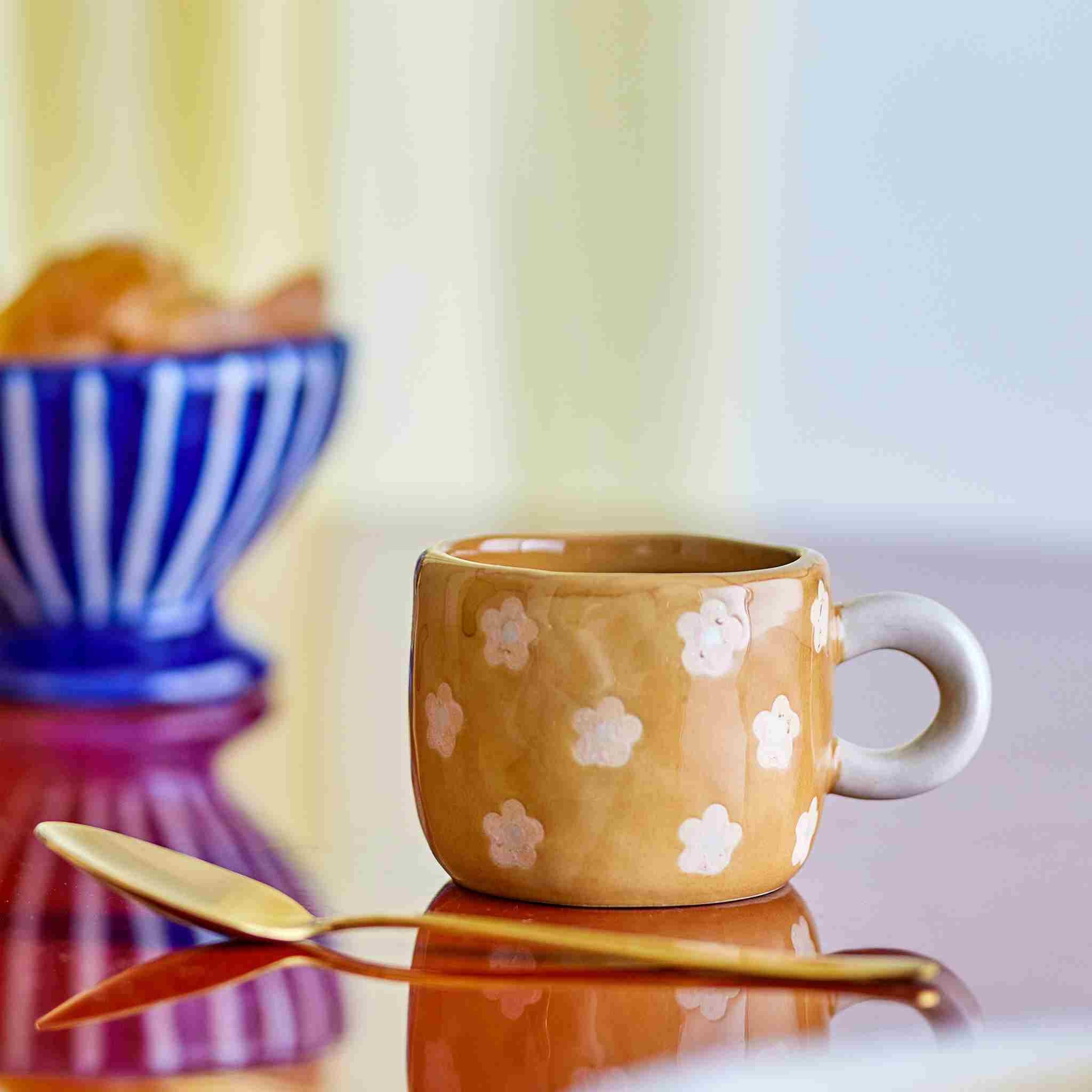 Floral Brown | Mini Stoneware Mug