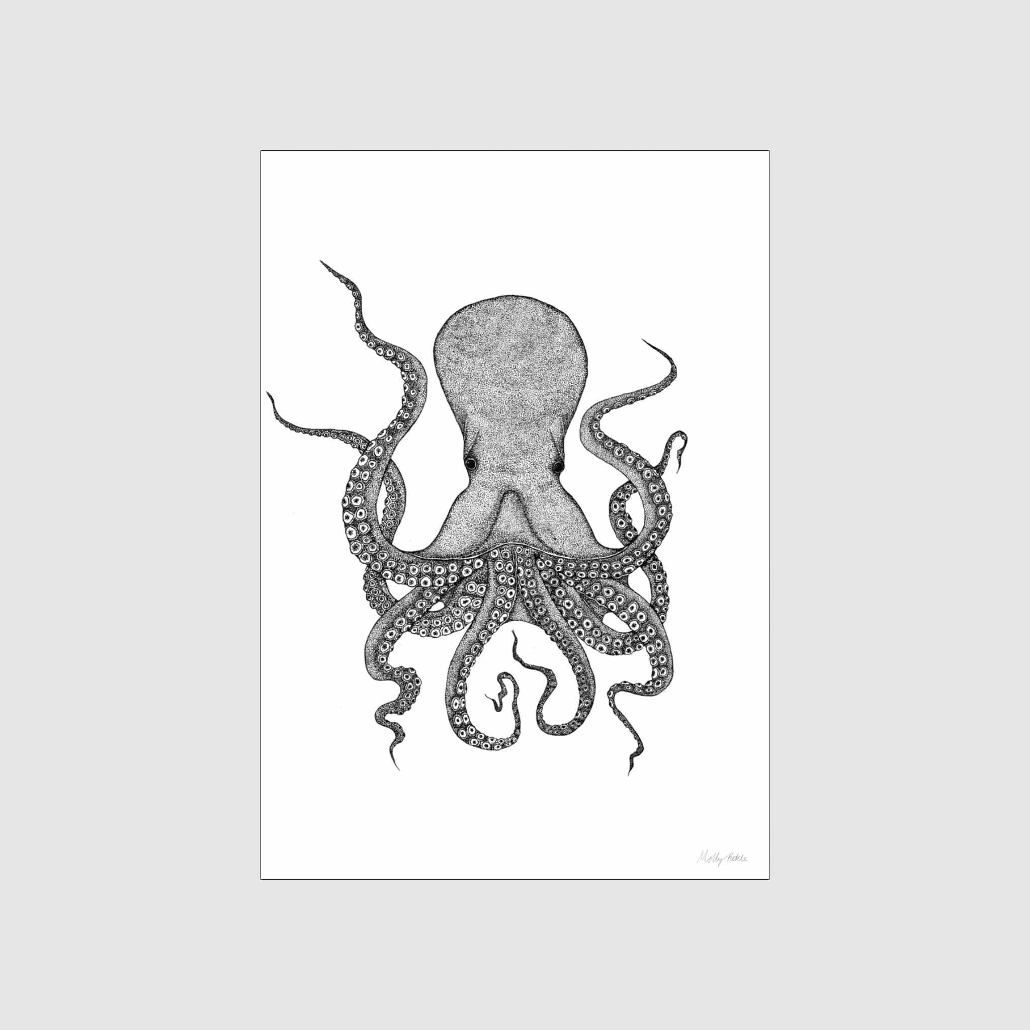 black and white octopus print