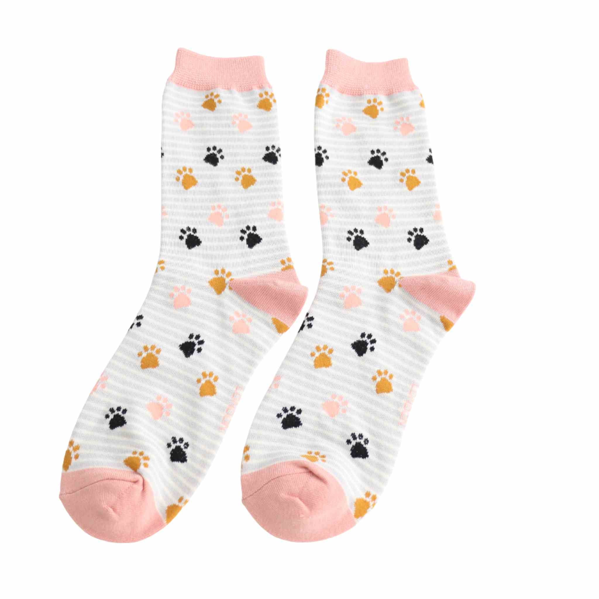 Paws & Stripes Socks | Miss Sparrow | Silver