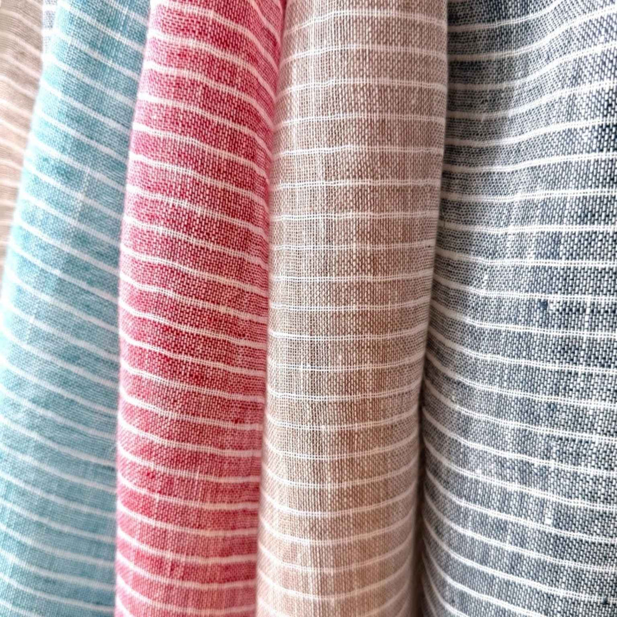 Pinstripe Linen Scarf | Coral