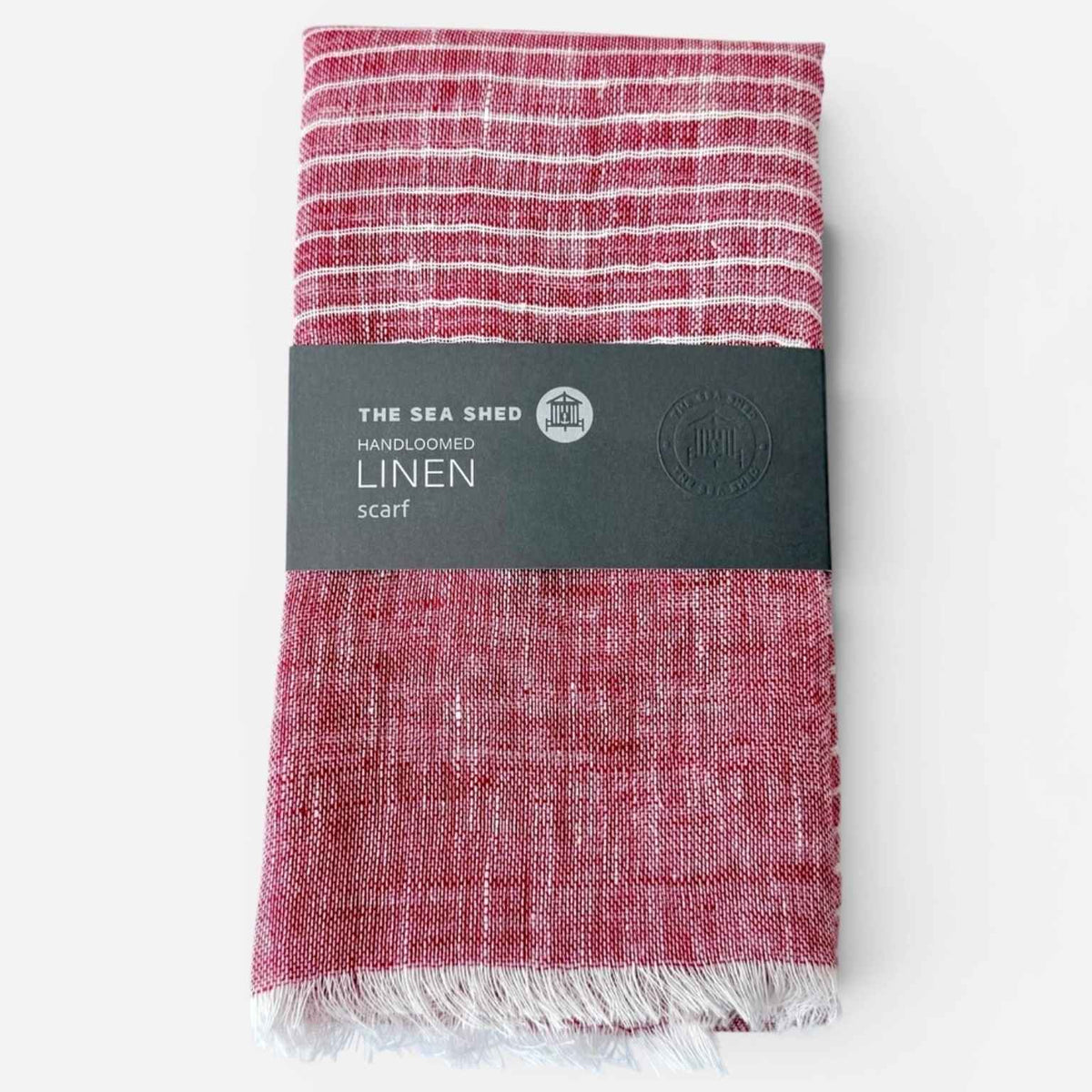 Pinstripe Linen Scarf | Coral