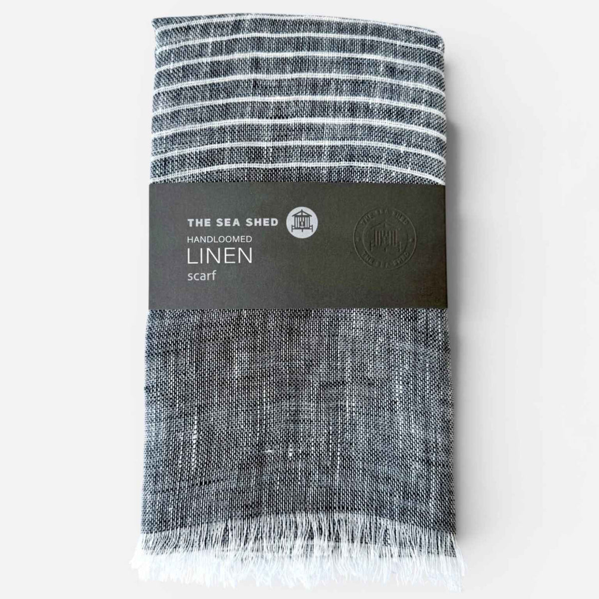 Pinstripe Linen Scarf | Denim Blue