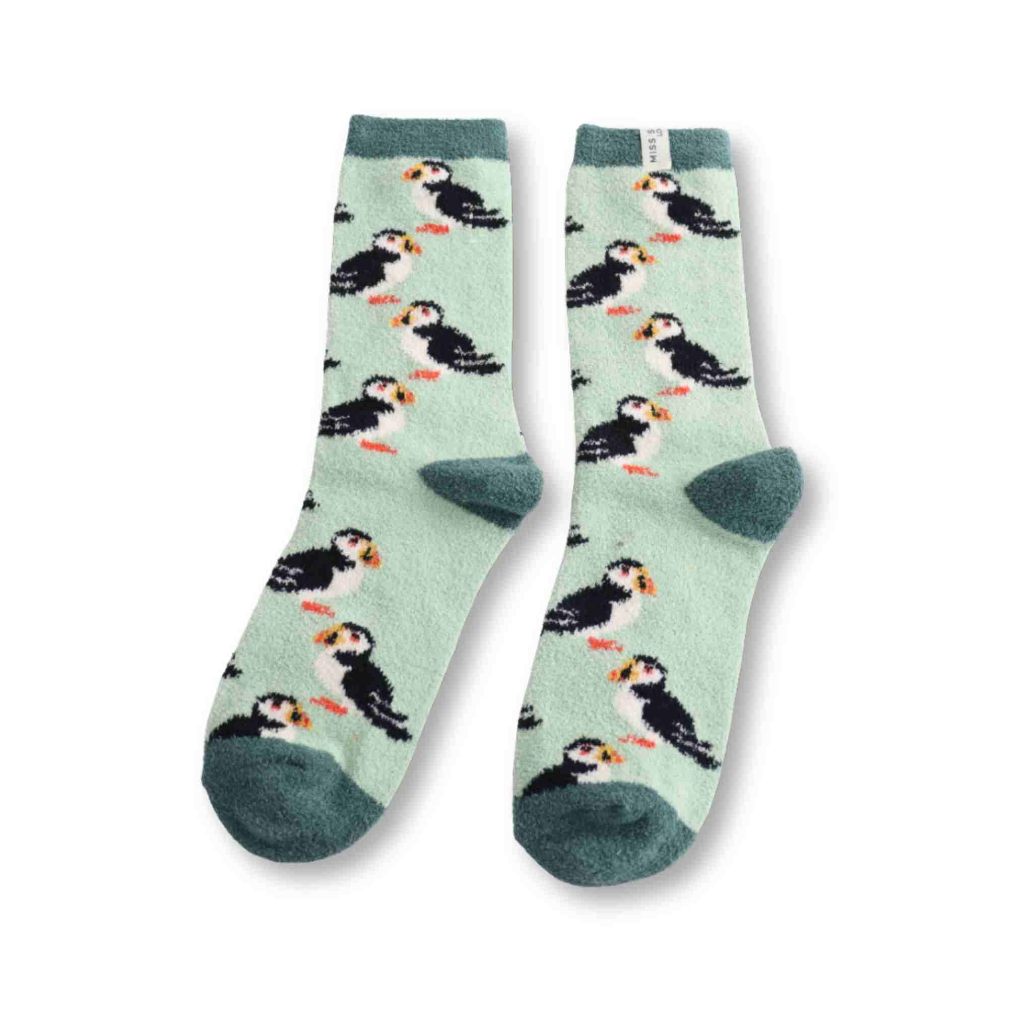 Puffin Fluffy Socks | Mint