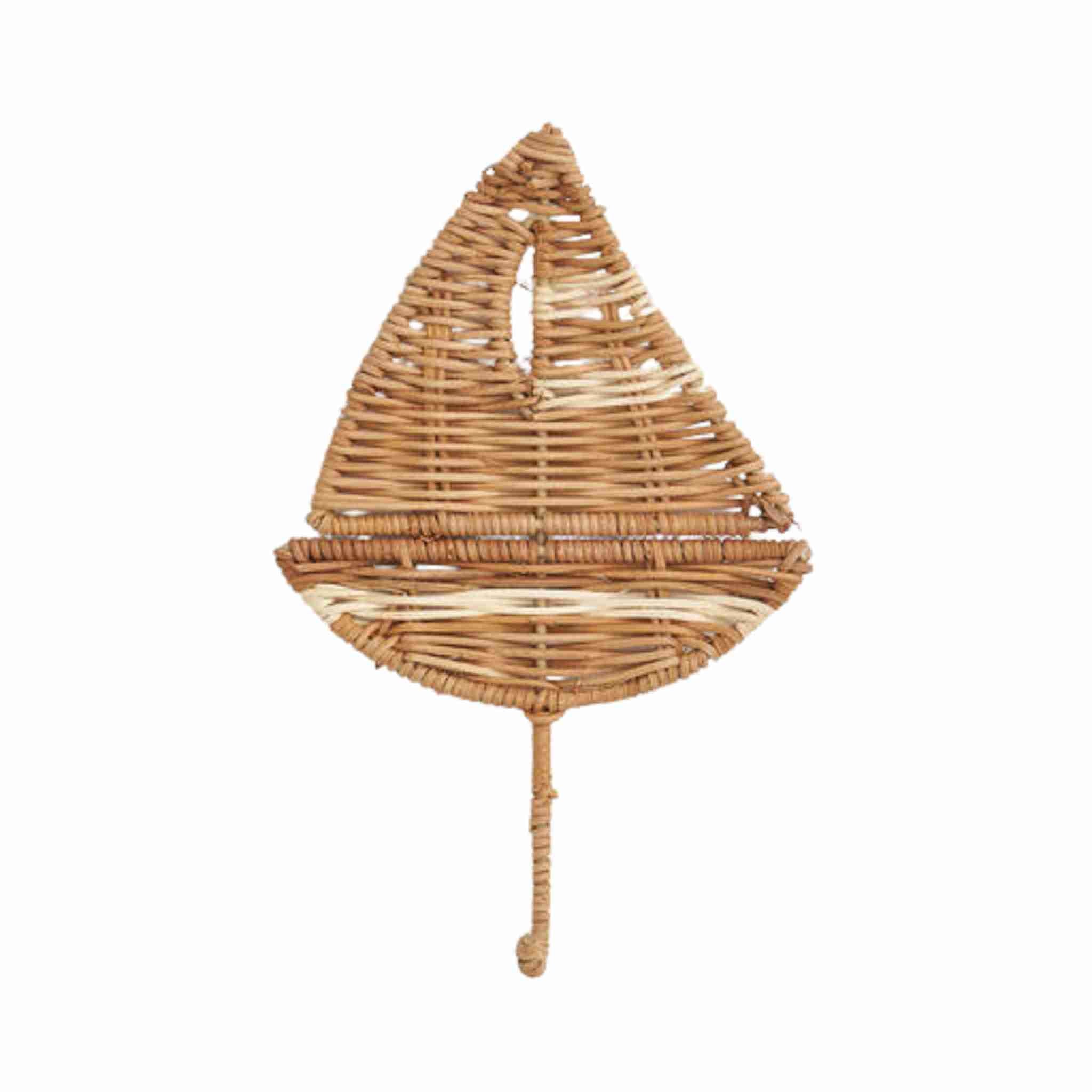 Wicke boat-shaped wall hook/ decor on a white background
