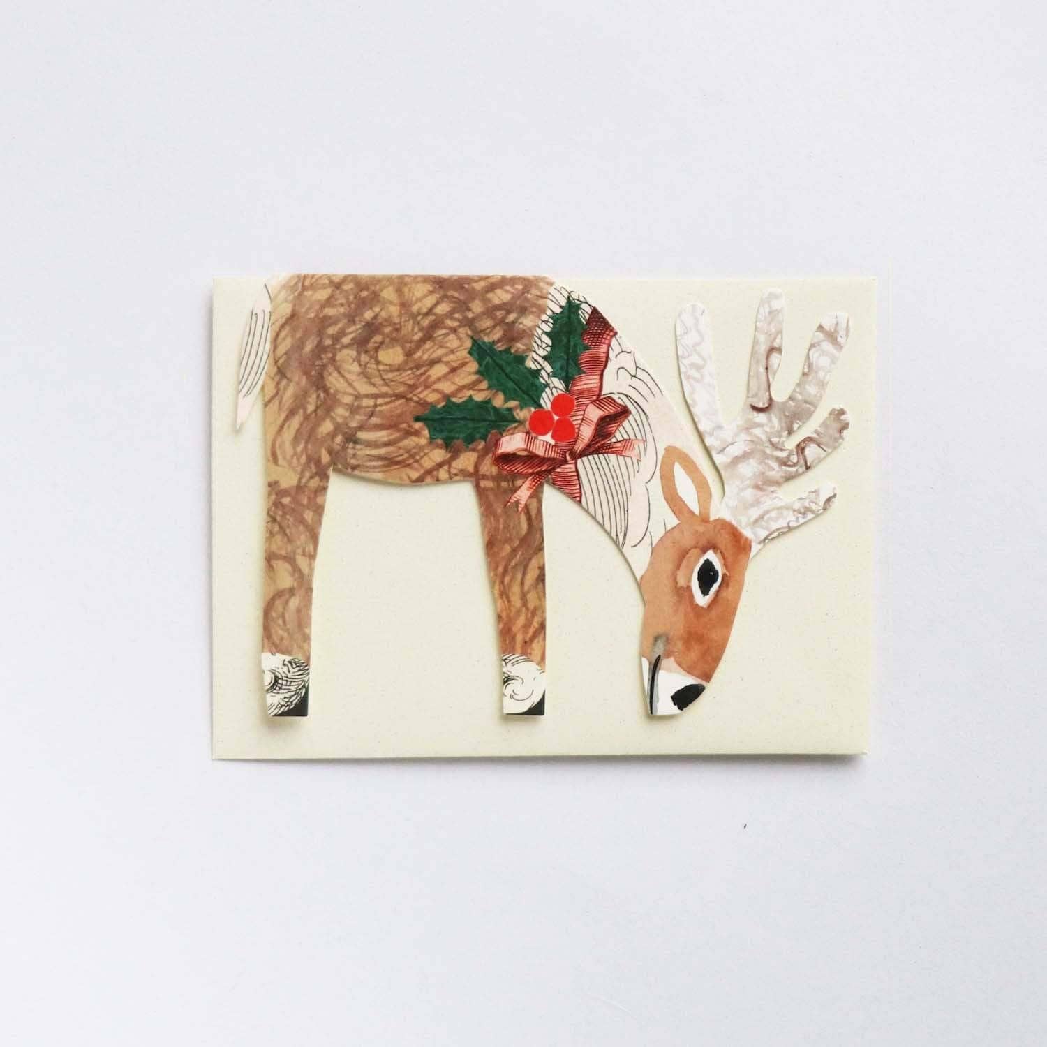 Card with a reindeer design on a white background