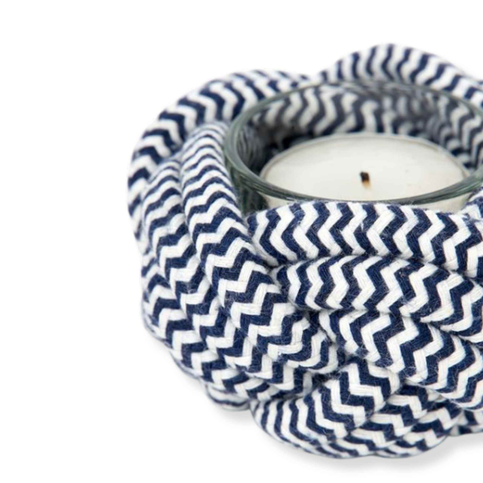 Blue and White Rope Tea Light Holder