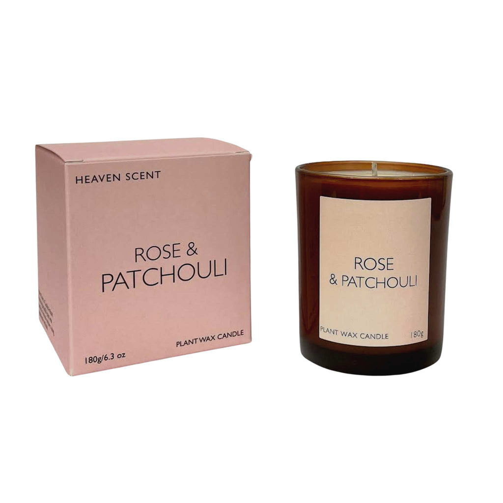 rose and patchouli scented candle