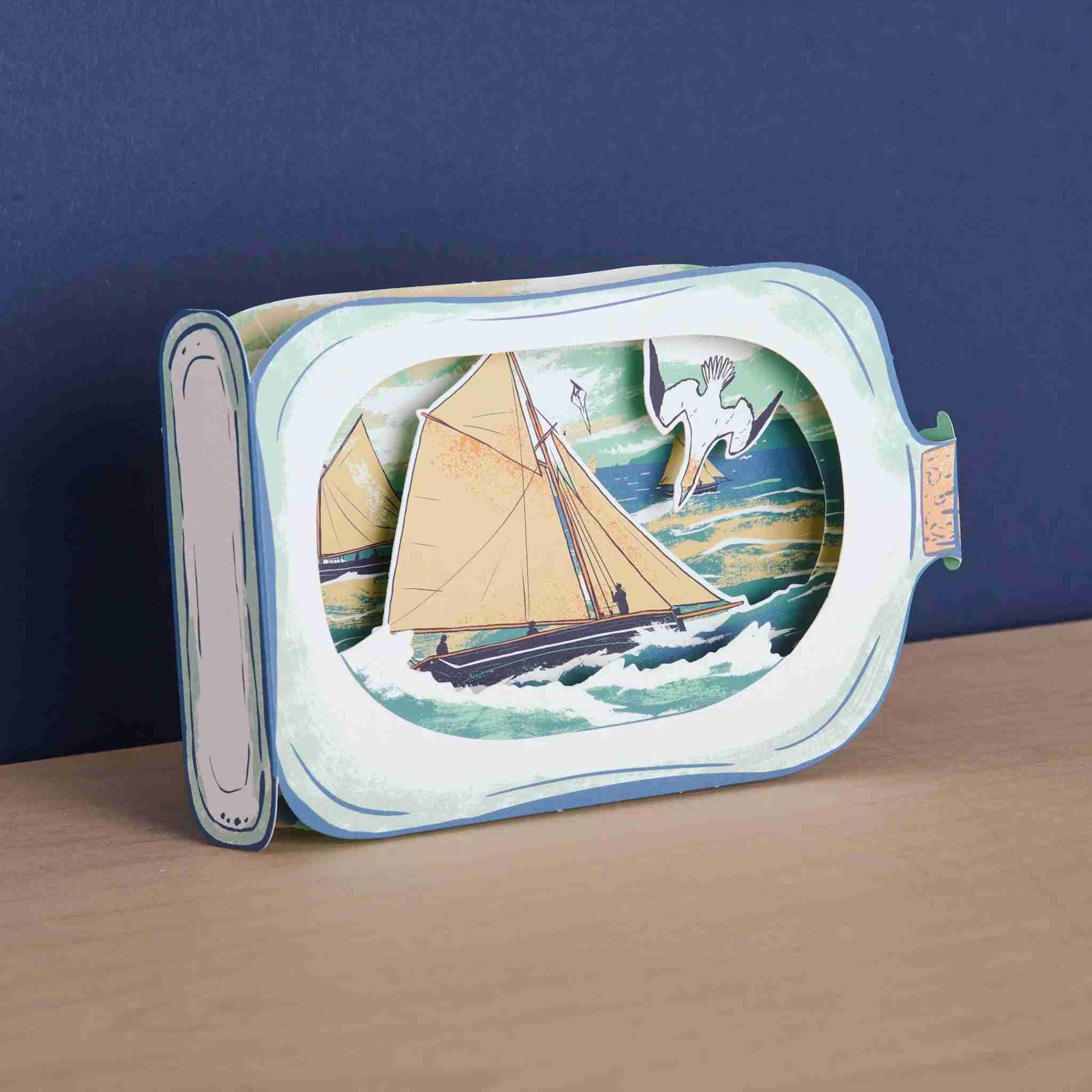 Sailboat in a Bottle | Die-Cut Card