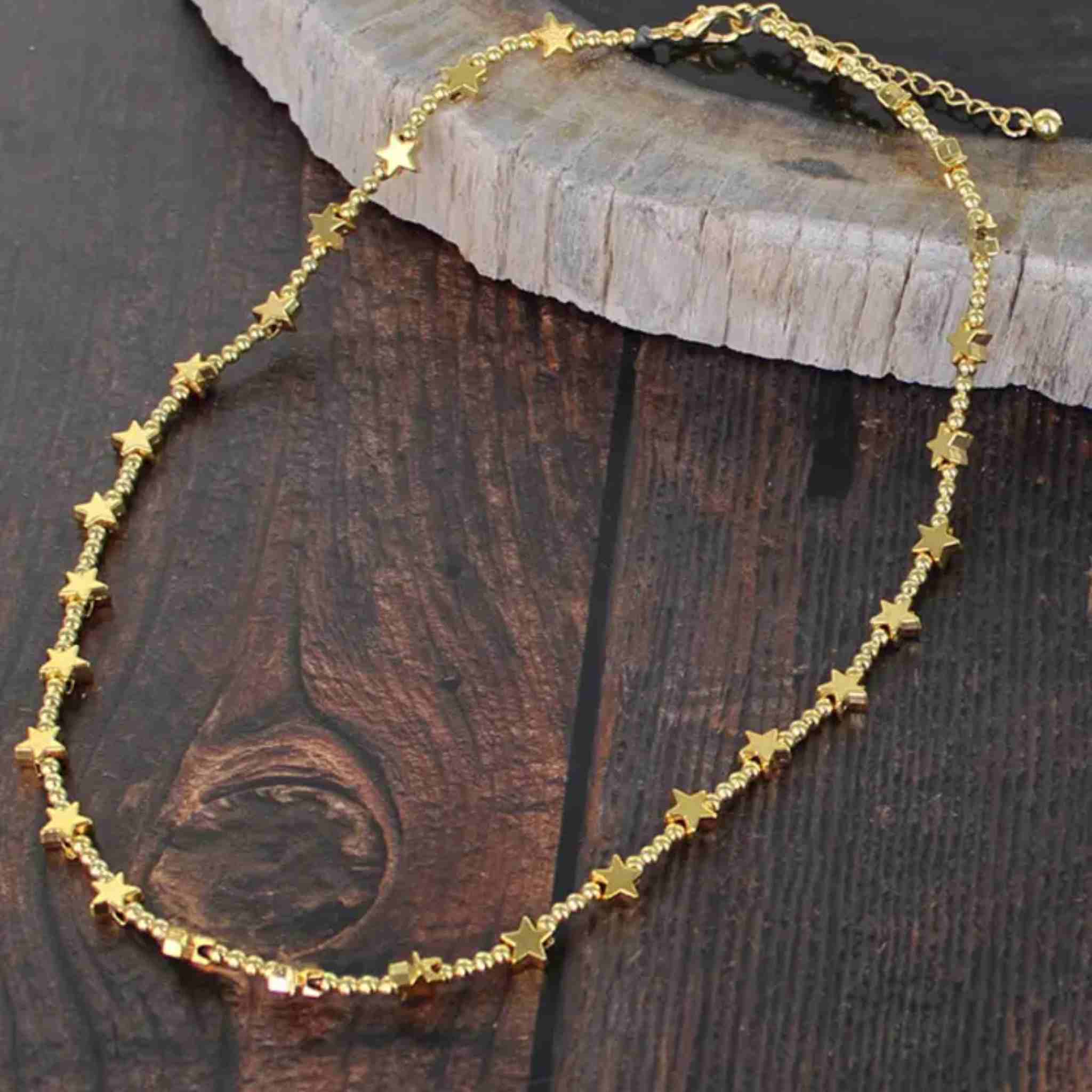 Single Strand Star Necklace | Gold-Plate