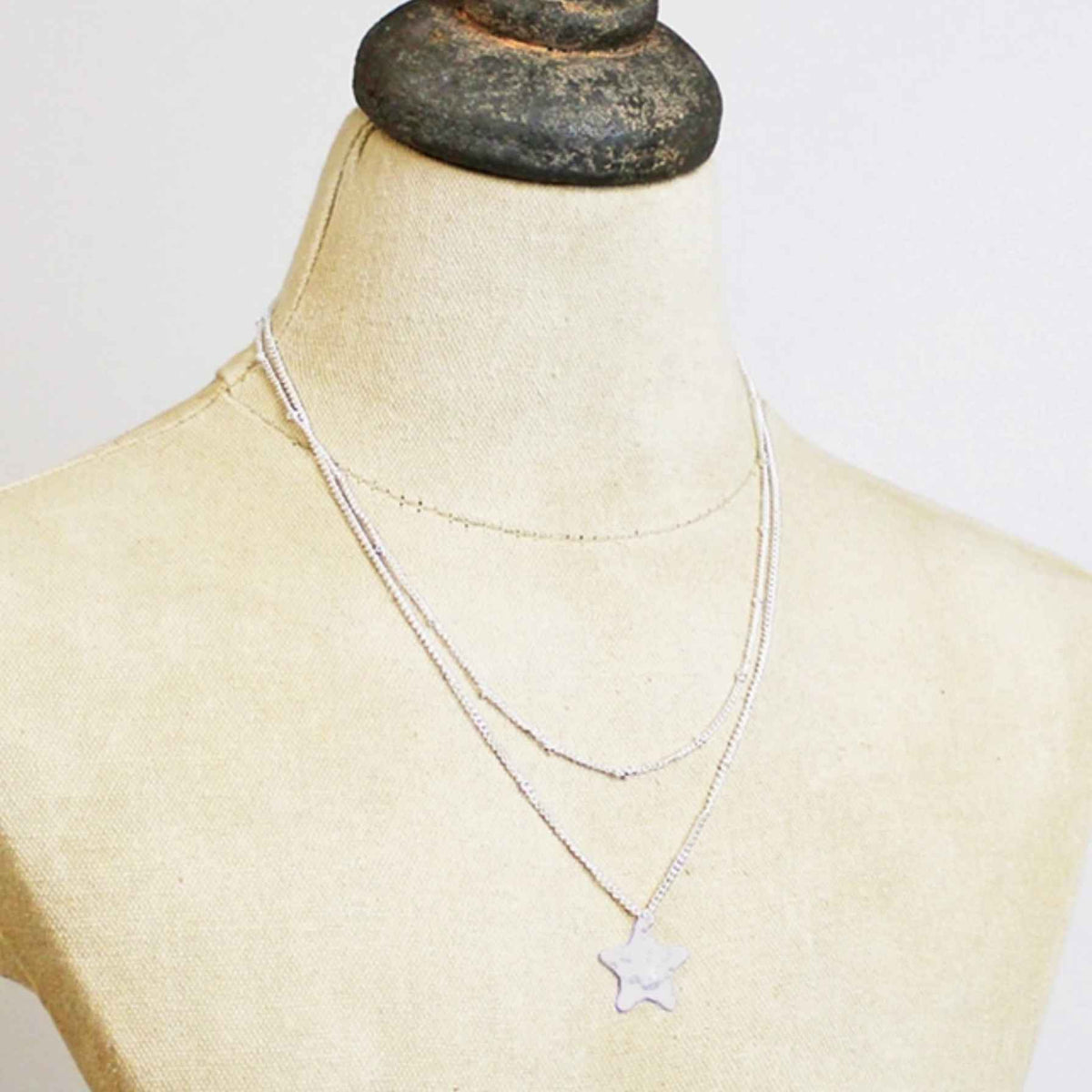 Double Strand Star Necklace | Silver-Plate
