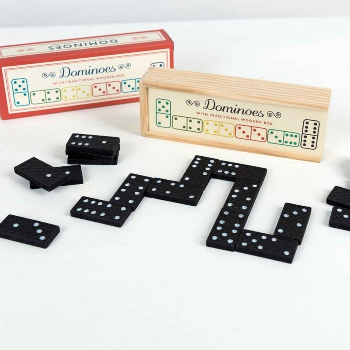 Small Wooden Box of Dominoes