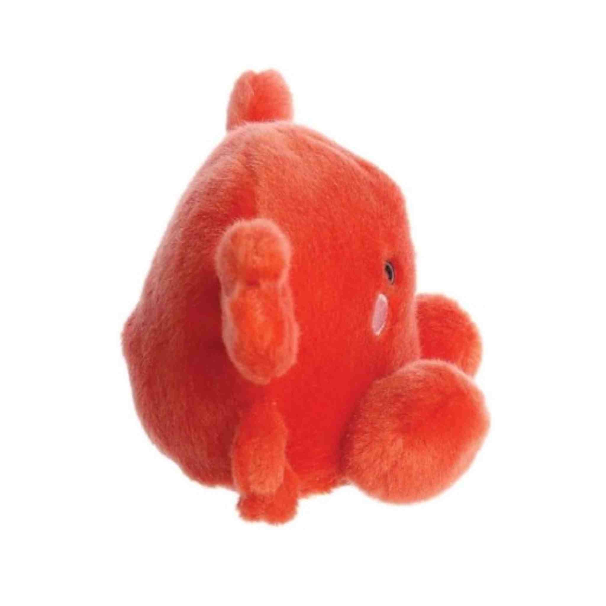 Red plush toy on a white background