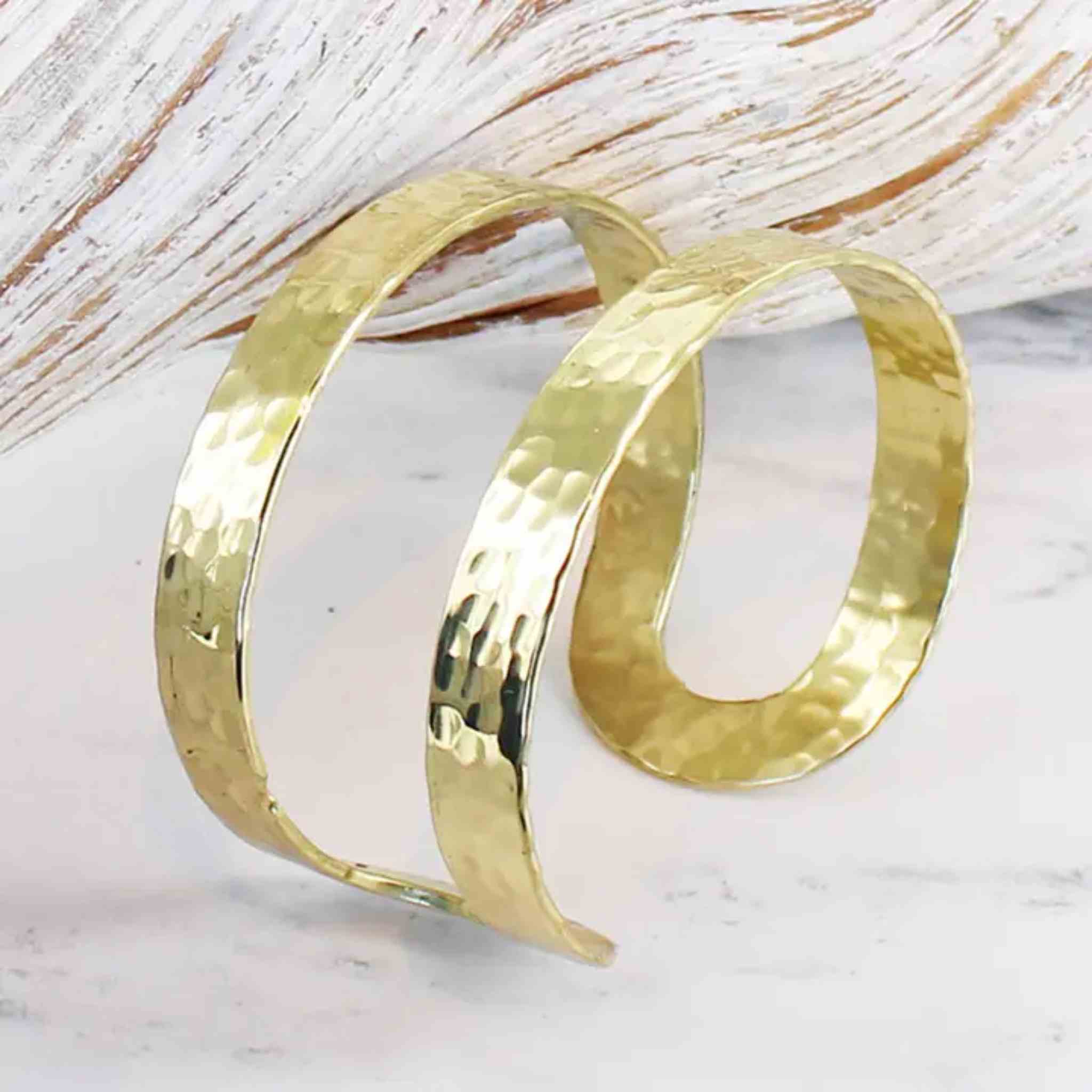 Solid Beaten Metal Cuff Bracelet | Gold Plate