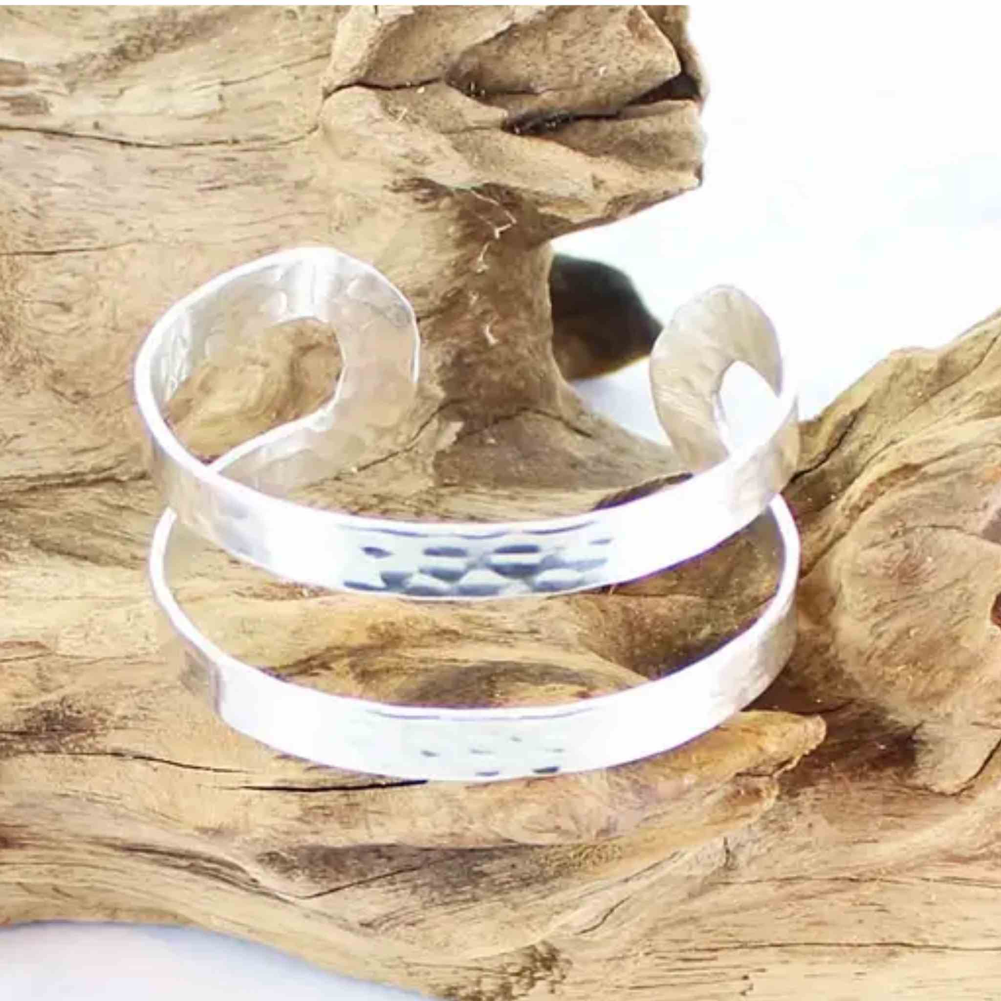 Solid Beaten Metal Cuff Bracelet | Silver Plate