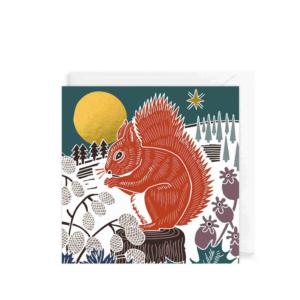 Squirrel & Birds, 2 Designs Christmas Cards