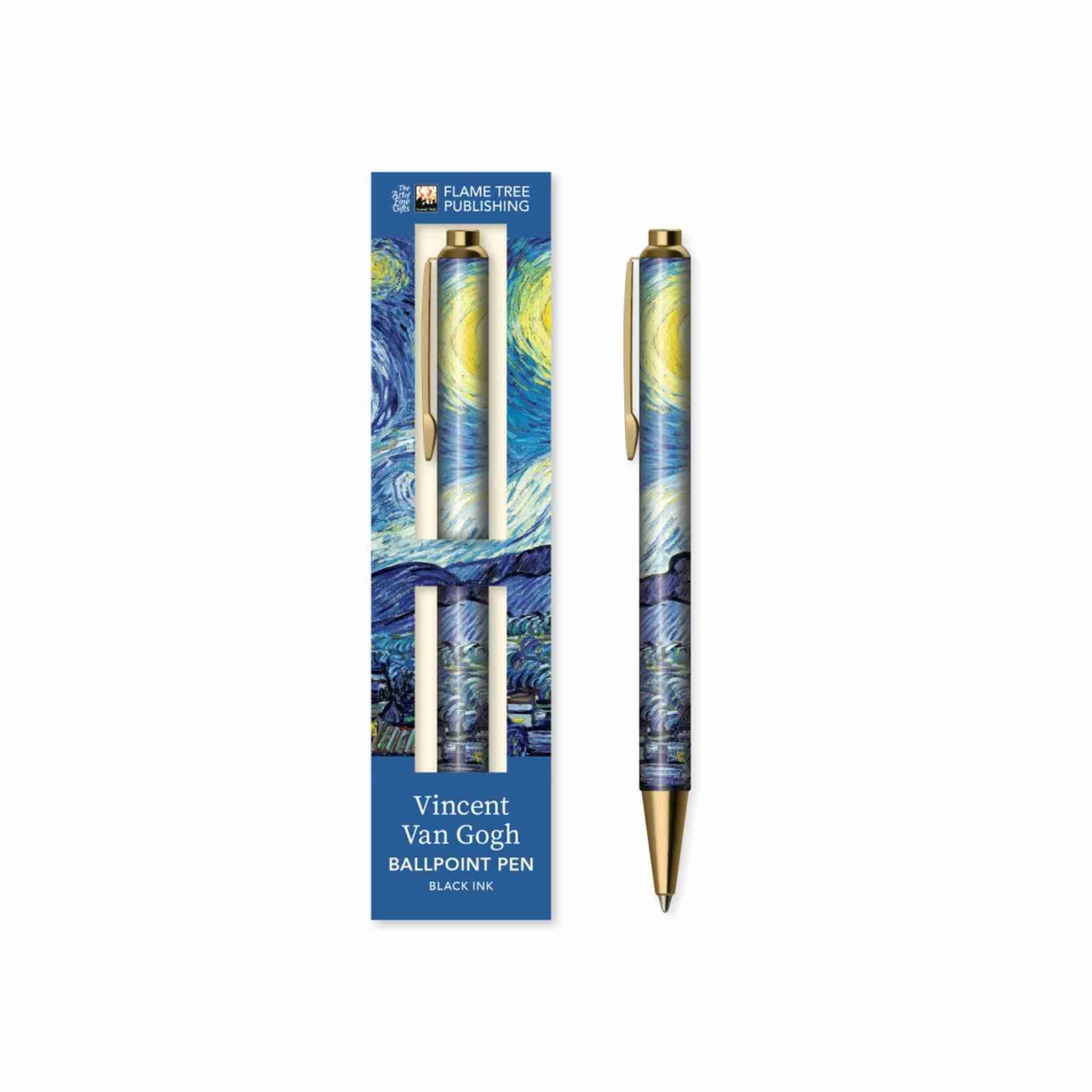 Vincent Van Gogh ballpoint pen with packaging on a white background