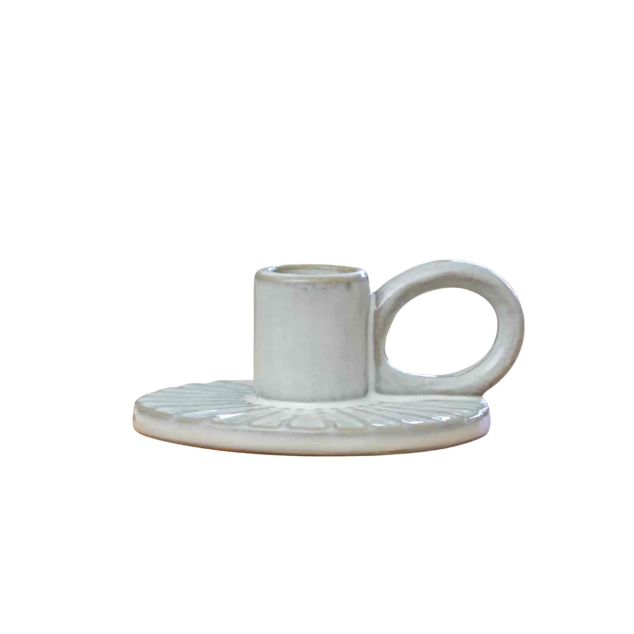 Stoneware Candle Holder with Handle