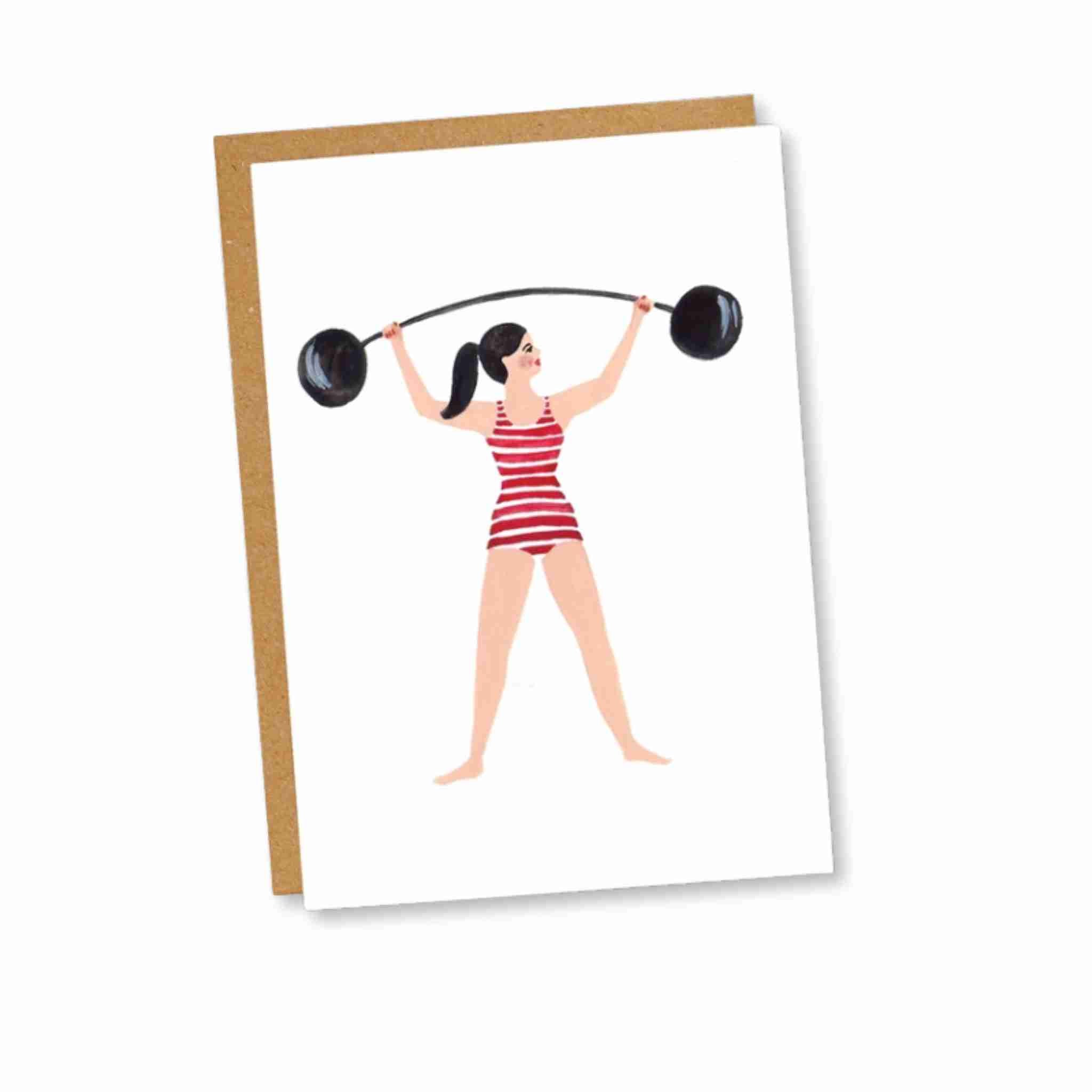 Strong Woman Weightlifter Greeting Card
