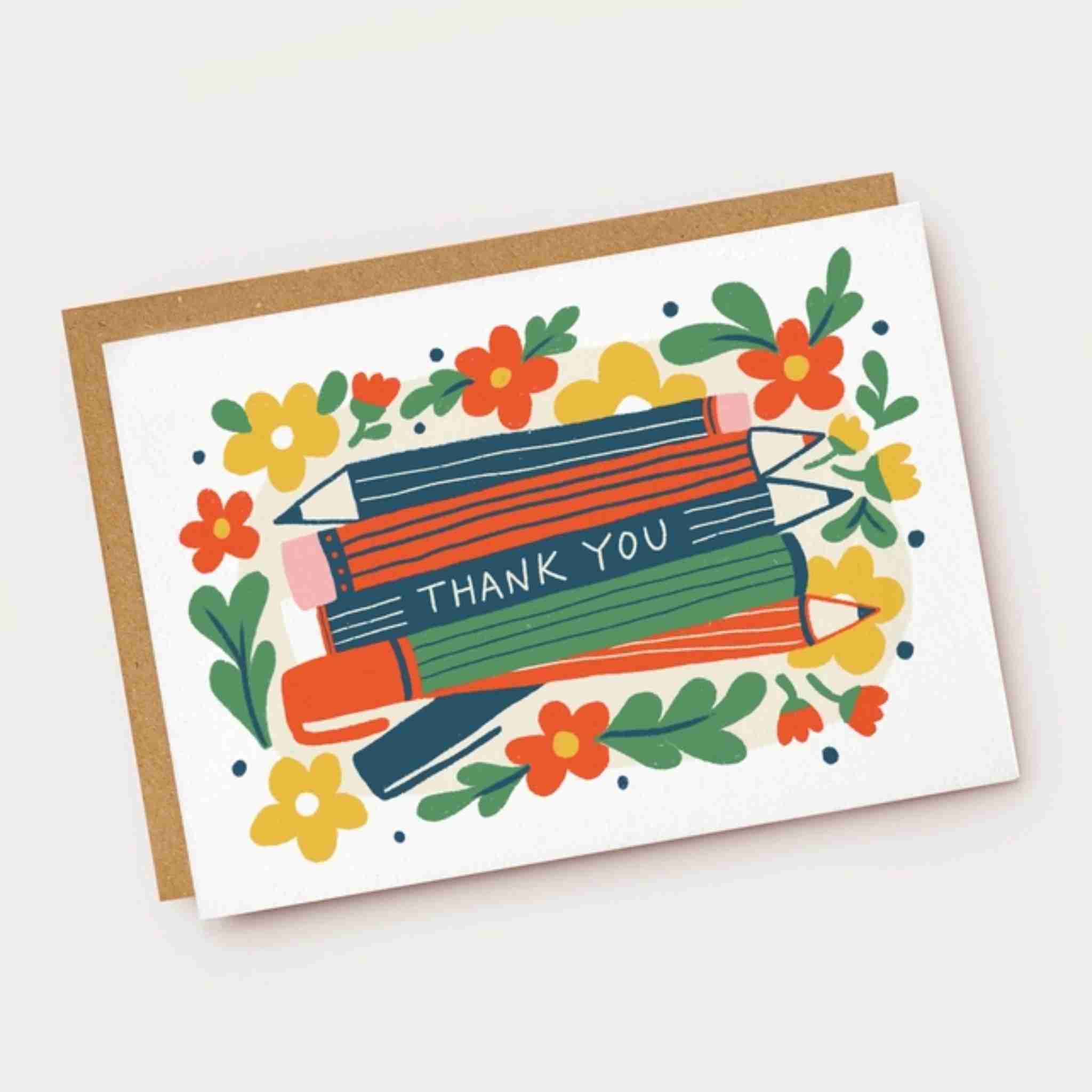 Thank You Pencils Card | Teacher Thank You Card 