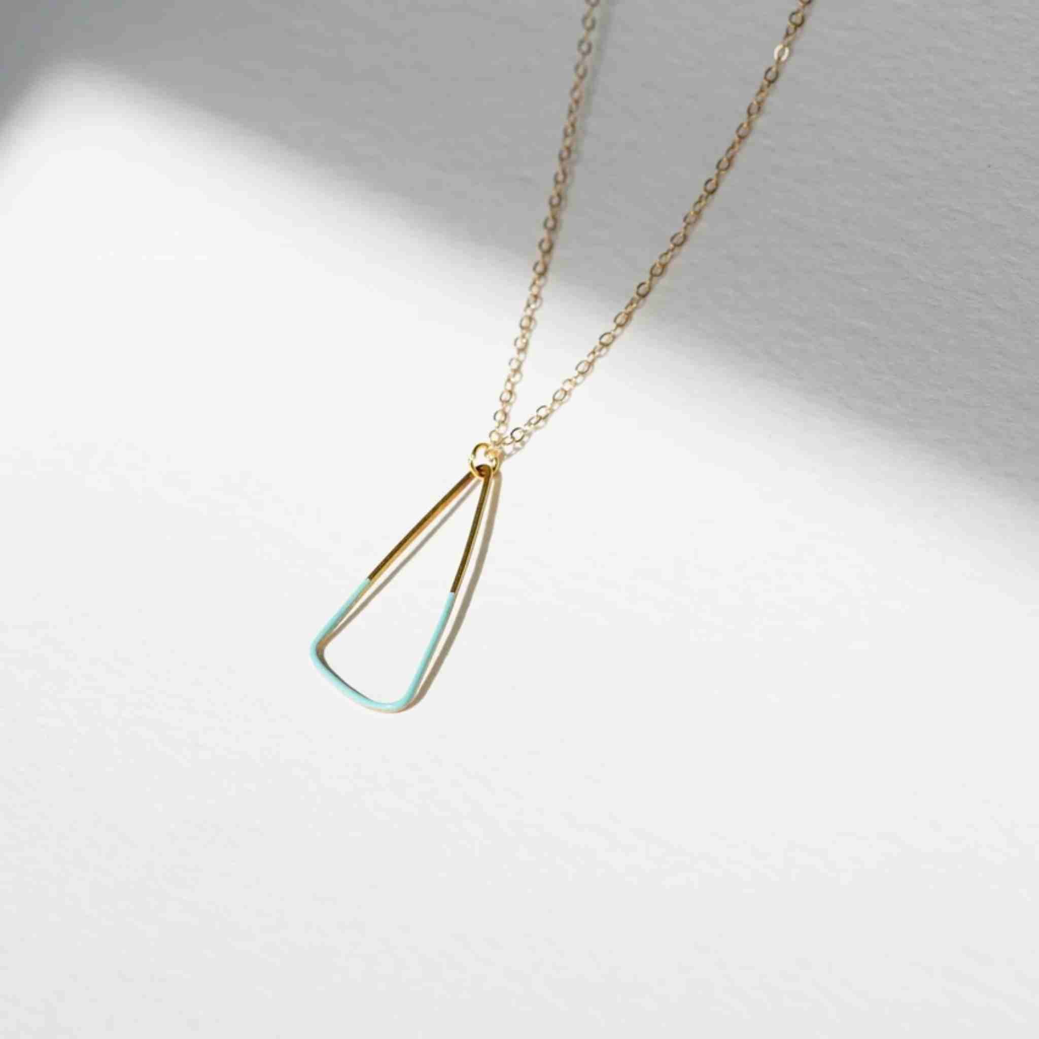 Triangle Pendant | Brass + Turquoise Necklace