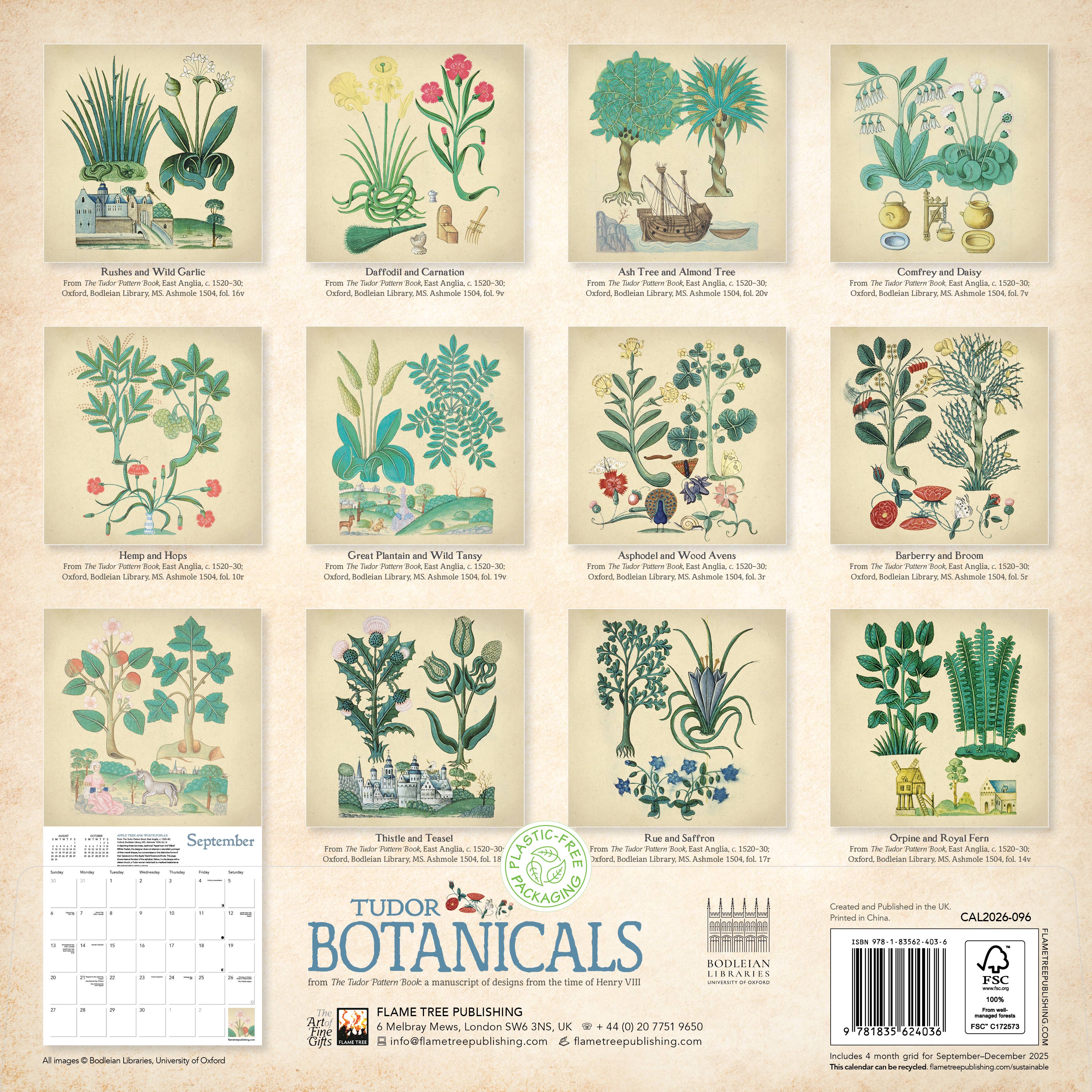 Tudor Botanicals Wall Calendar 2026