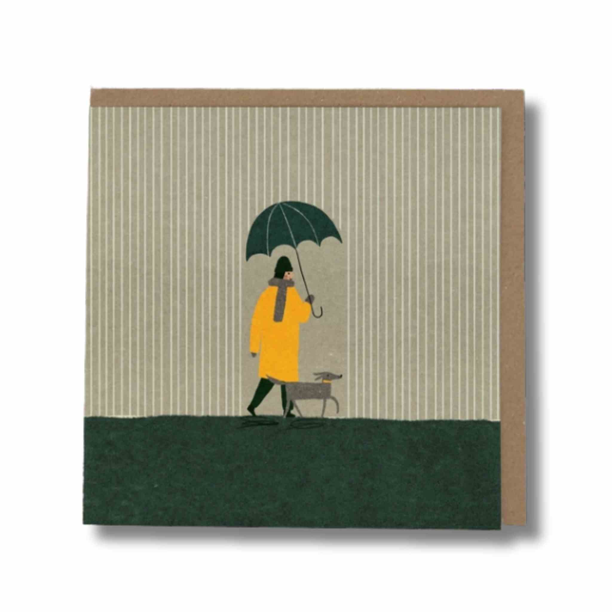 Walk in the Rain Greetings Card