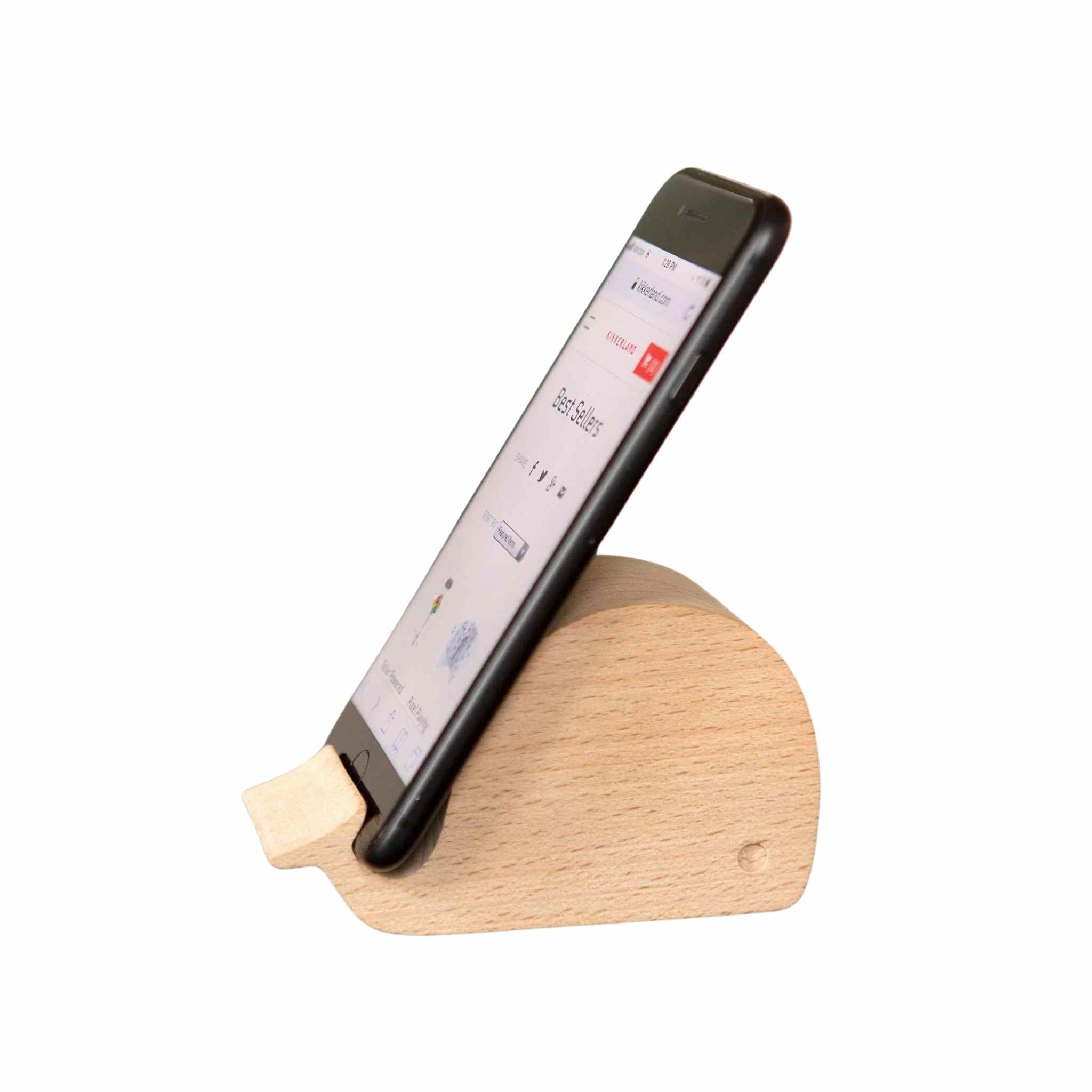 wooden whale mobile phone stand