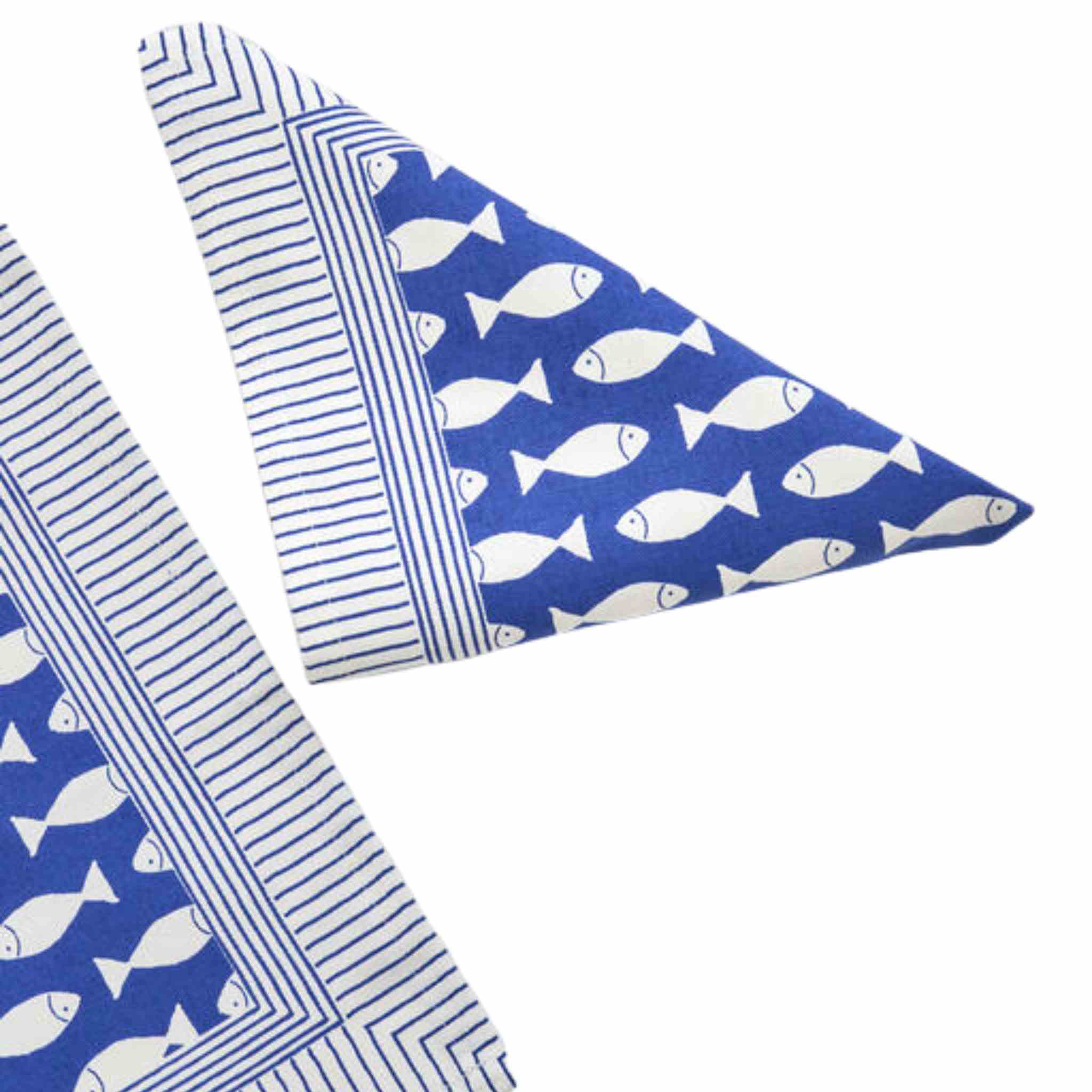 White & Blue Fish Print Cotton Napkins | Set of 4