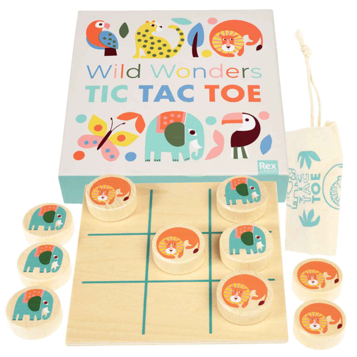 Wild Animals Wooden Tic-Tac-Toe