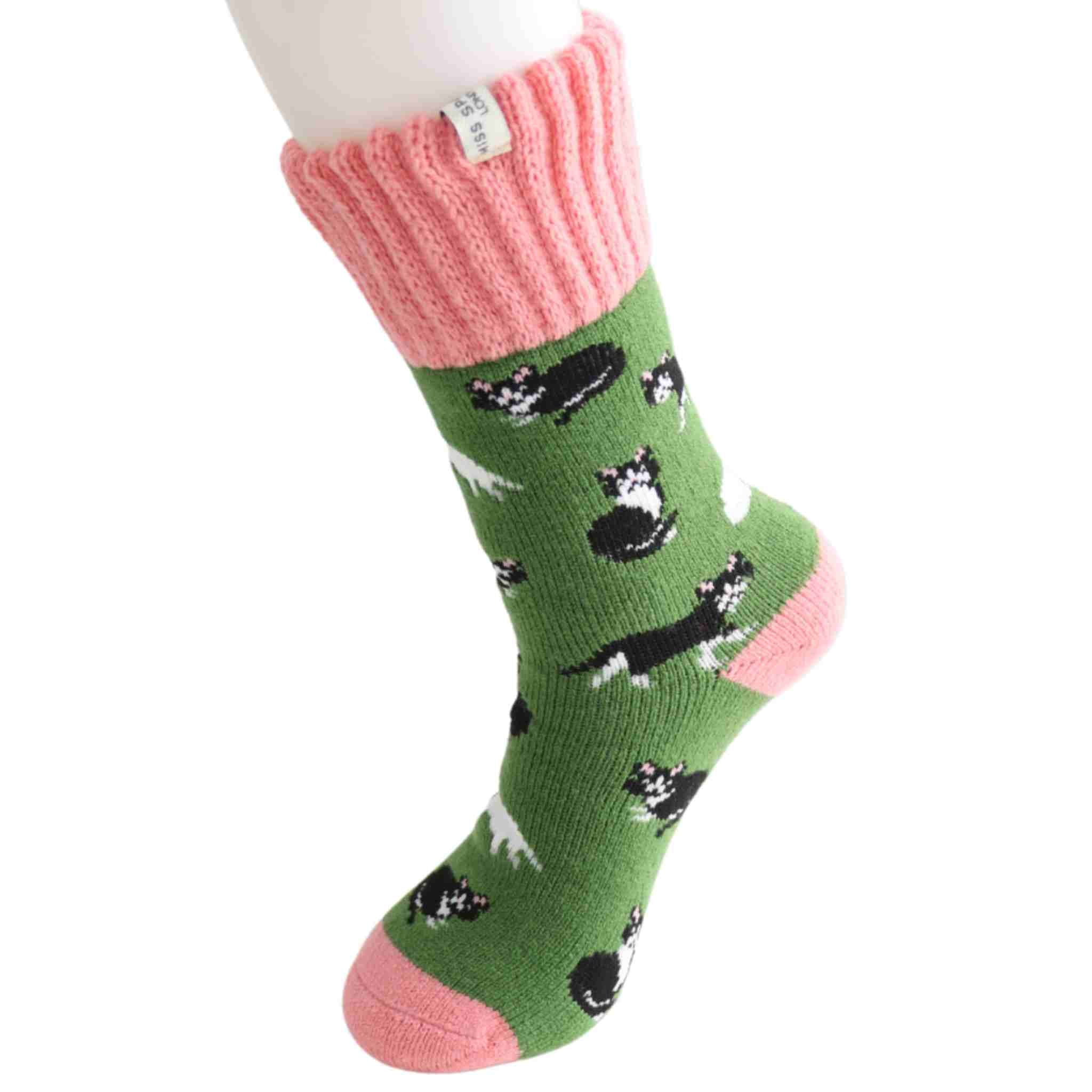 Cats Winter Socks | Green