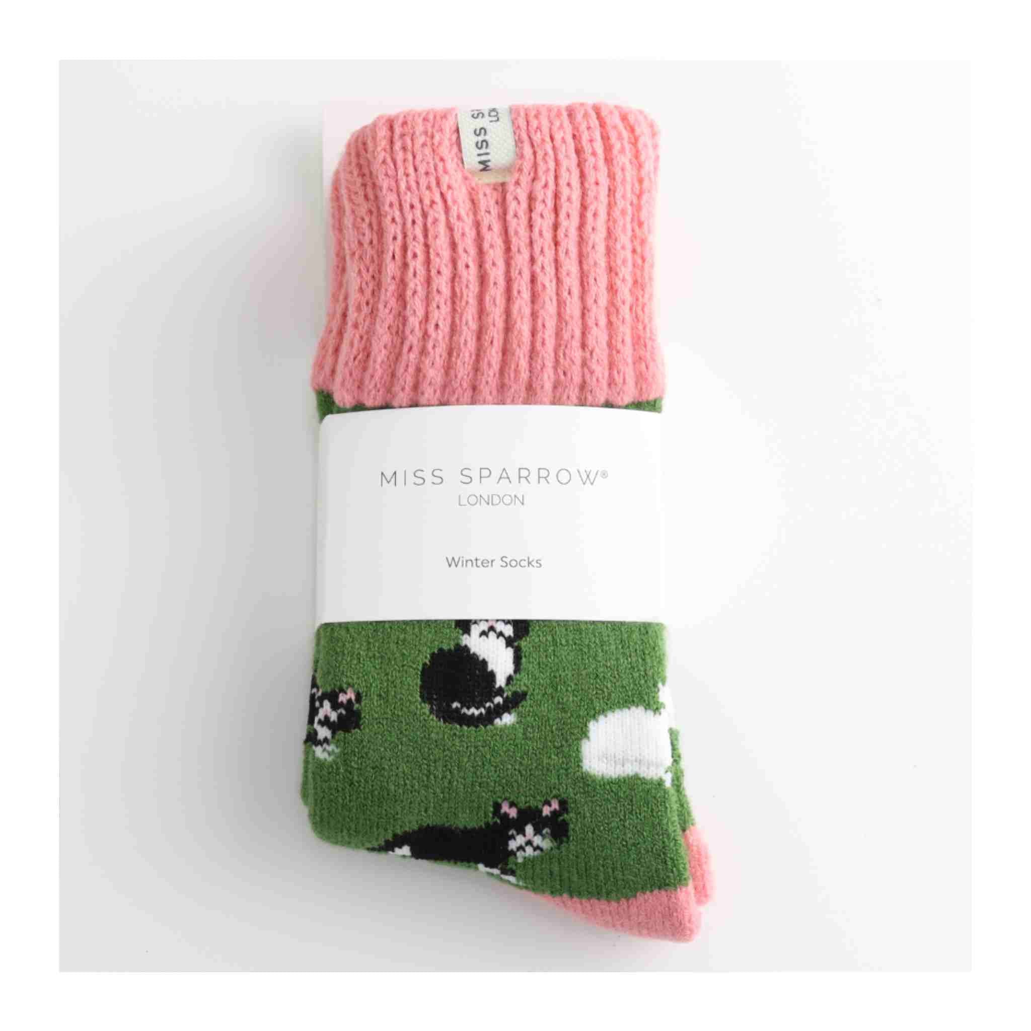 Cats Winter Socks | Green