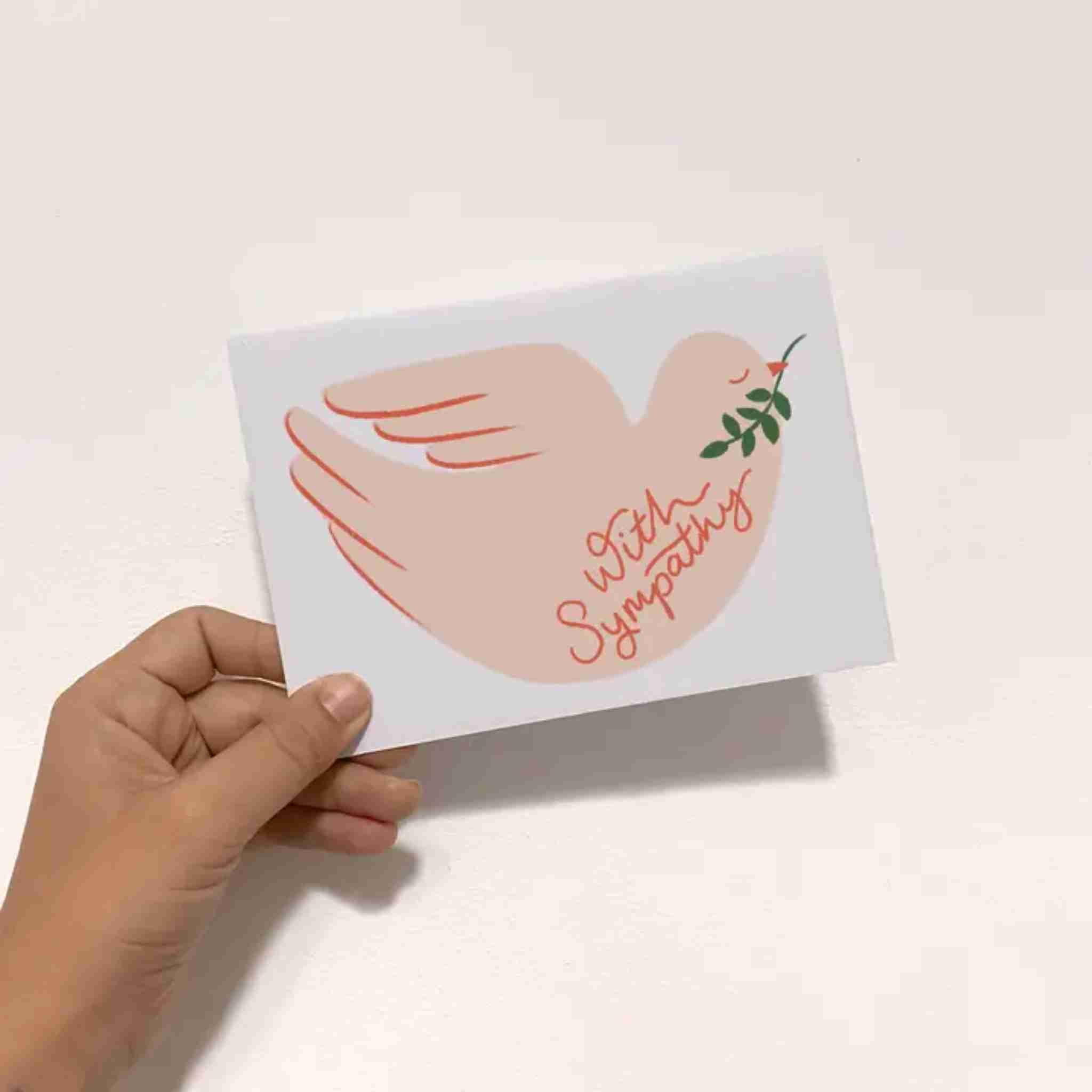 With Sympathy Illustrated Dove Card