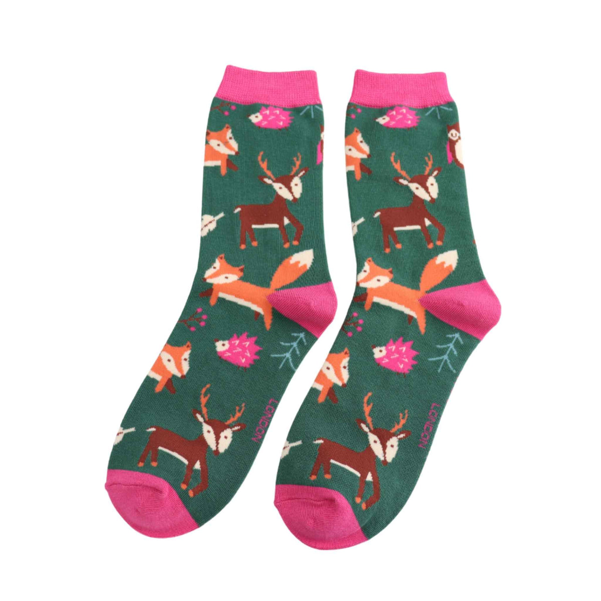 Woodland Animals Socks | Miss Sparrow | Dark Green