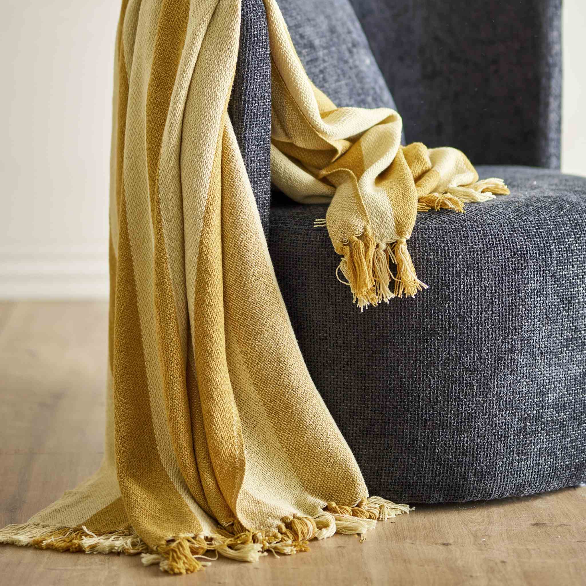 Yellow Stripe Cotton Throw