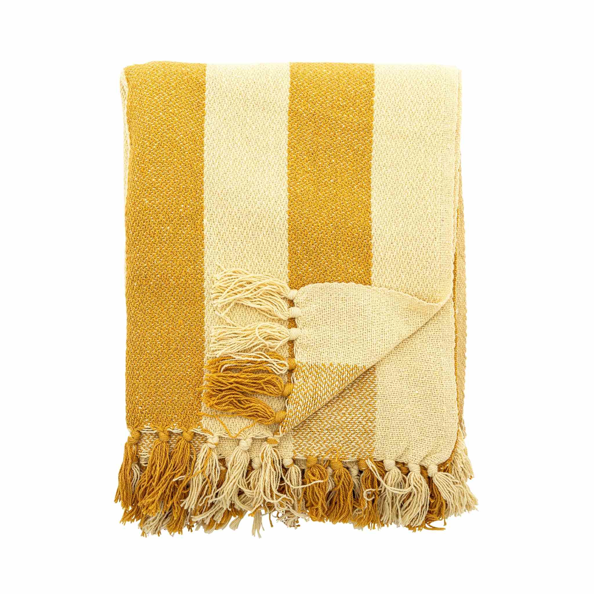 Yellow Stripe Cotton Throw