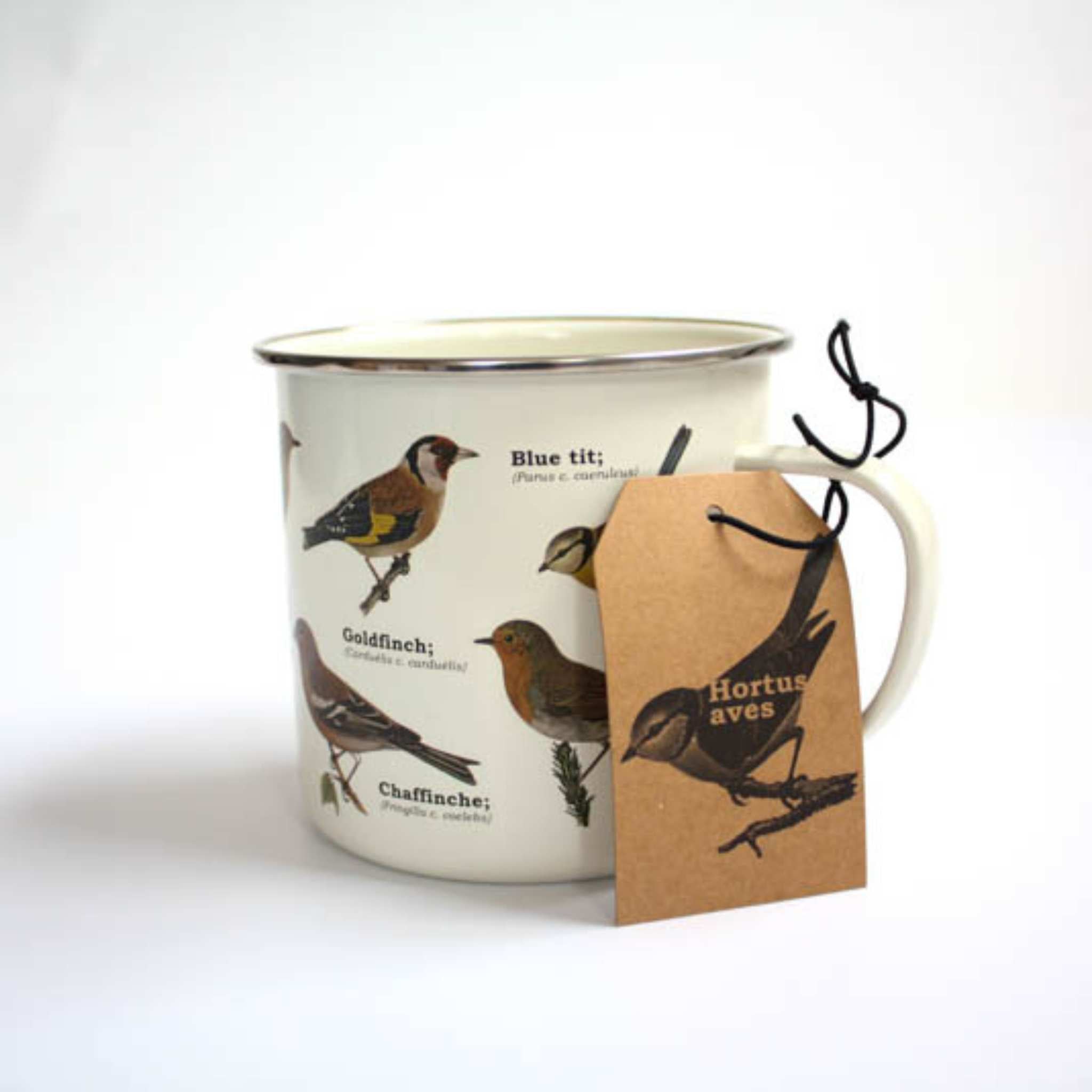 birds enamel mug