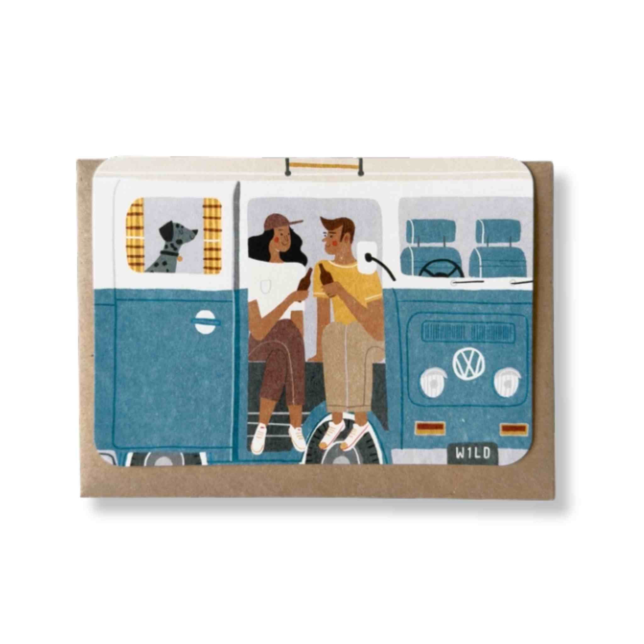 Blue Campervan Greeting Card