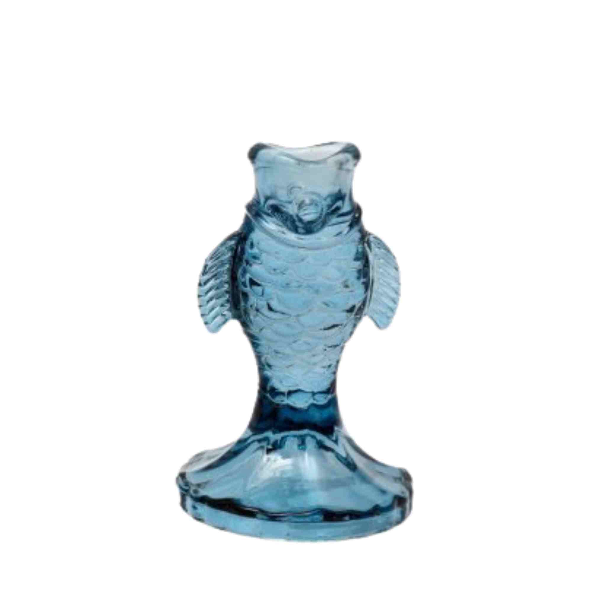 Blue Glass Fish Shaped Candlestick