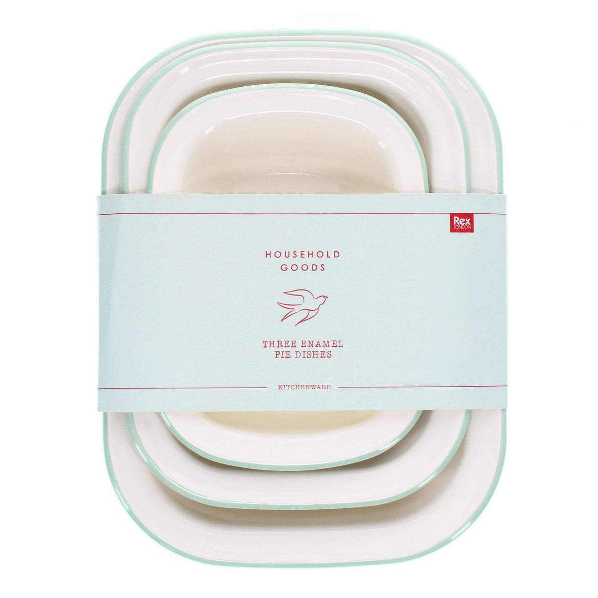 Enamel Pie Dishes (Set of 3) | White & Pistachio