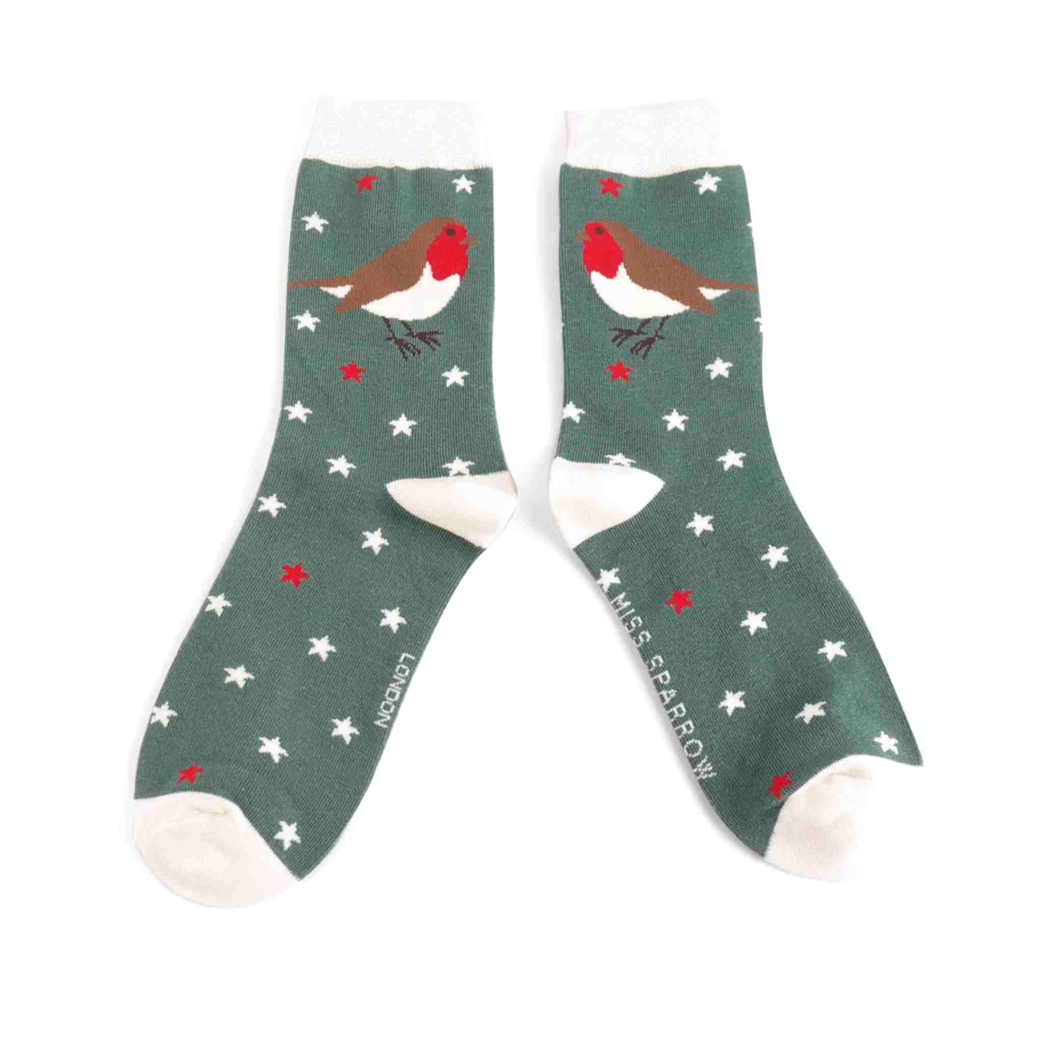 Festive Christmas Robin Socks | (Women)