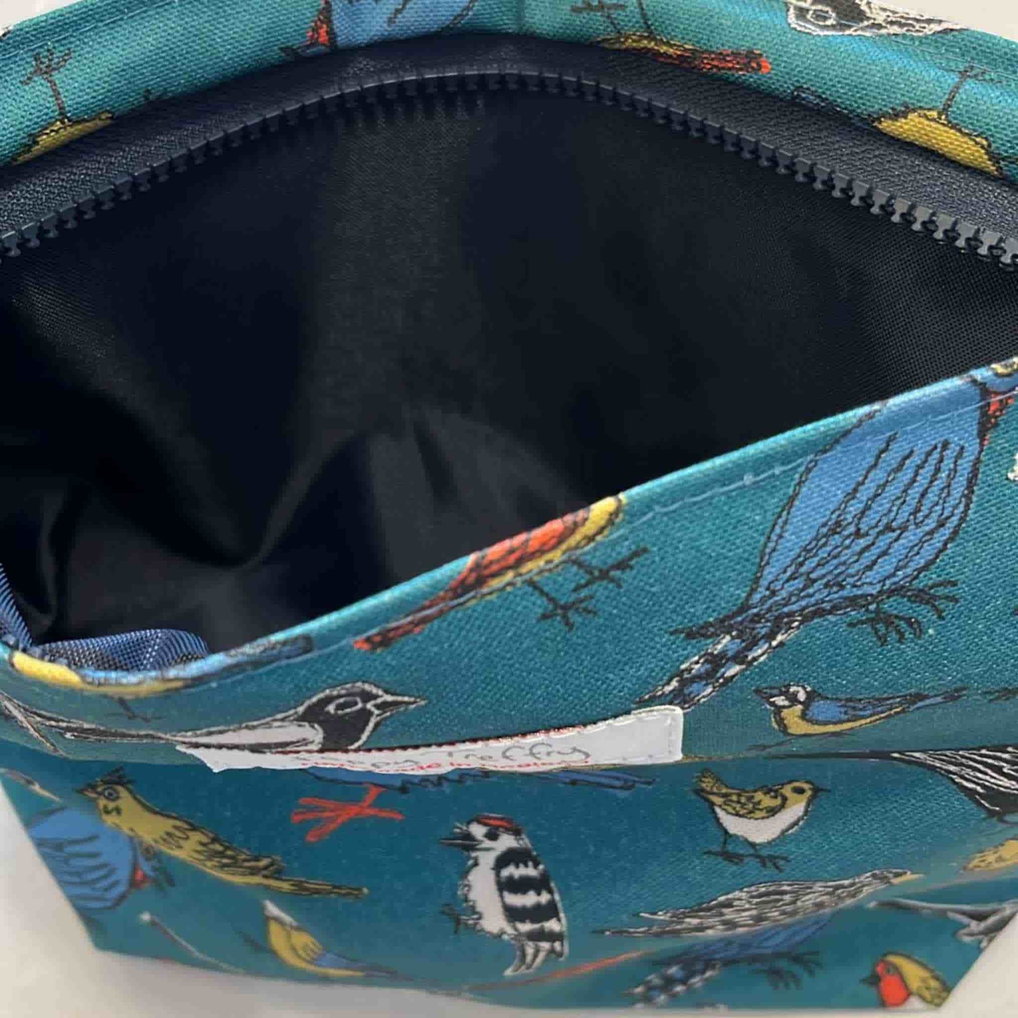 Garden Birds Makeup Bag Inside waterproof lining 