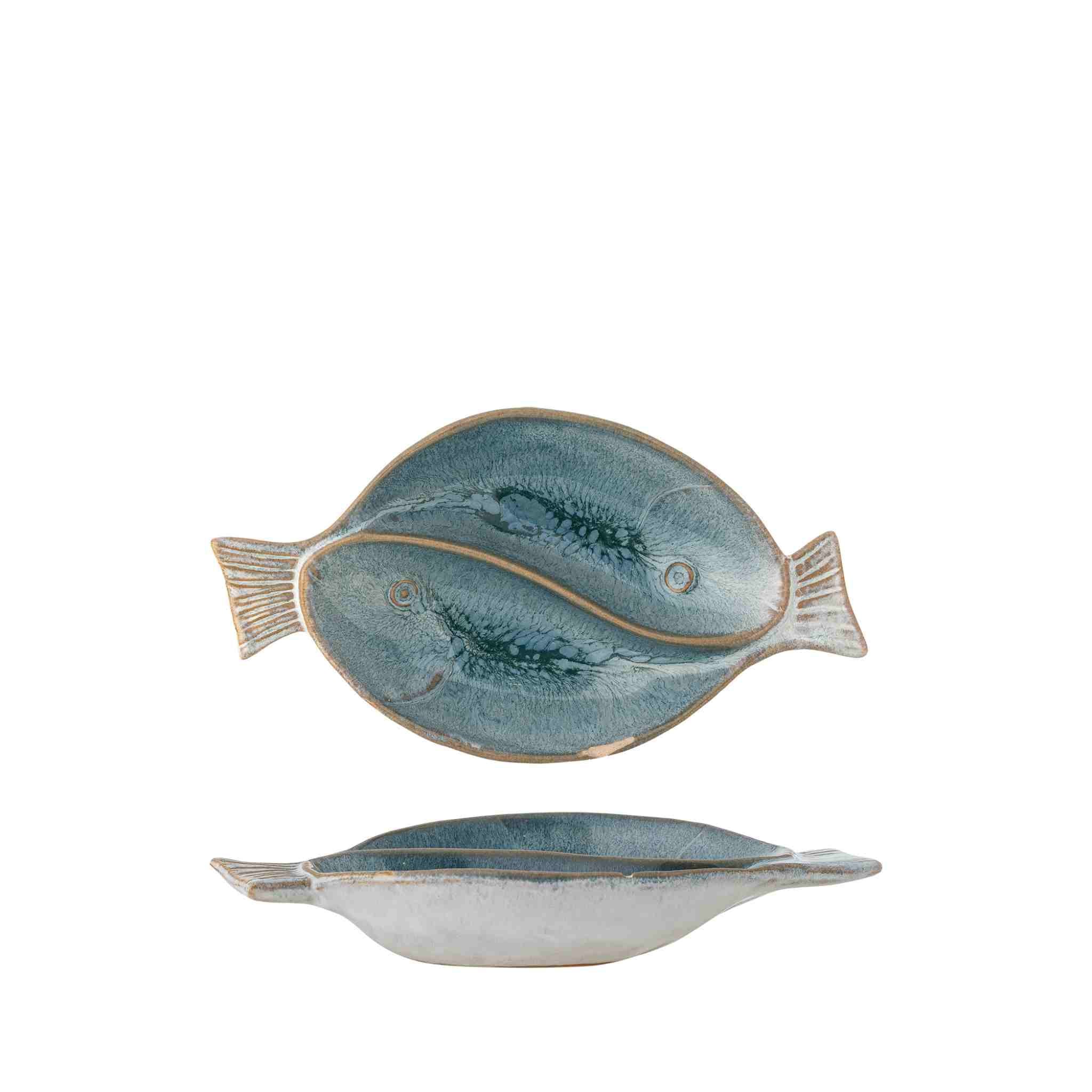 Glazed Fish Serving Plate | Blue Stoneware